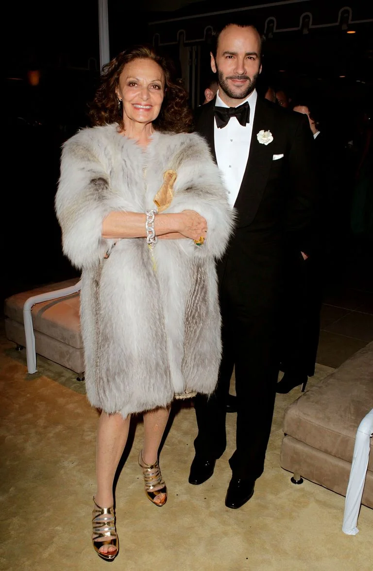 CURRENT CHAIRMAN OF THE COUNCIL OF FASHION DESIGNERS OF AMERICA DIANE VON FURSTENBERG AND INCOMING CHAIRMAN TOM FORD.