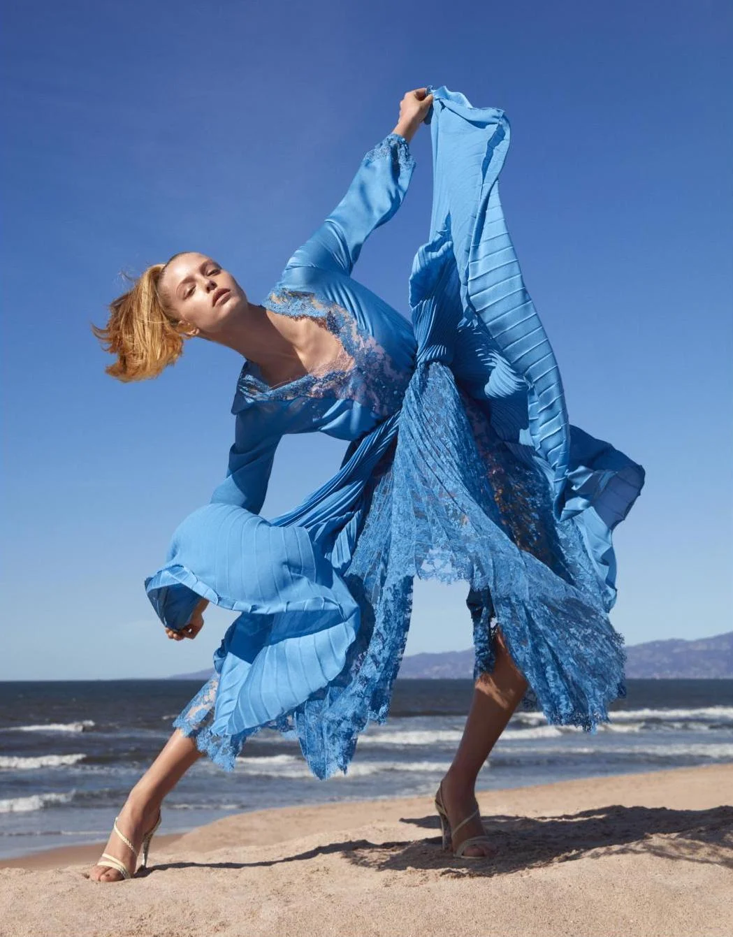 Camilla Akrans Captures Abby Champion In 'Pleats Please' For Harper's