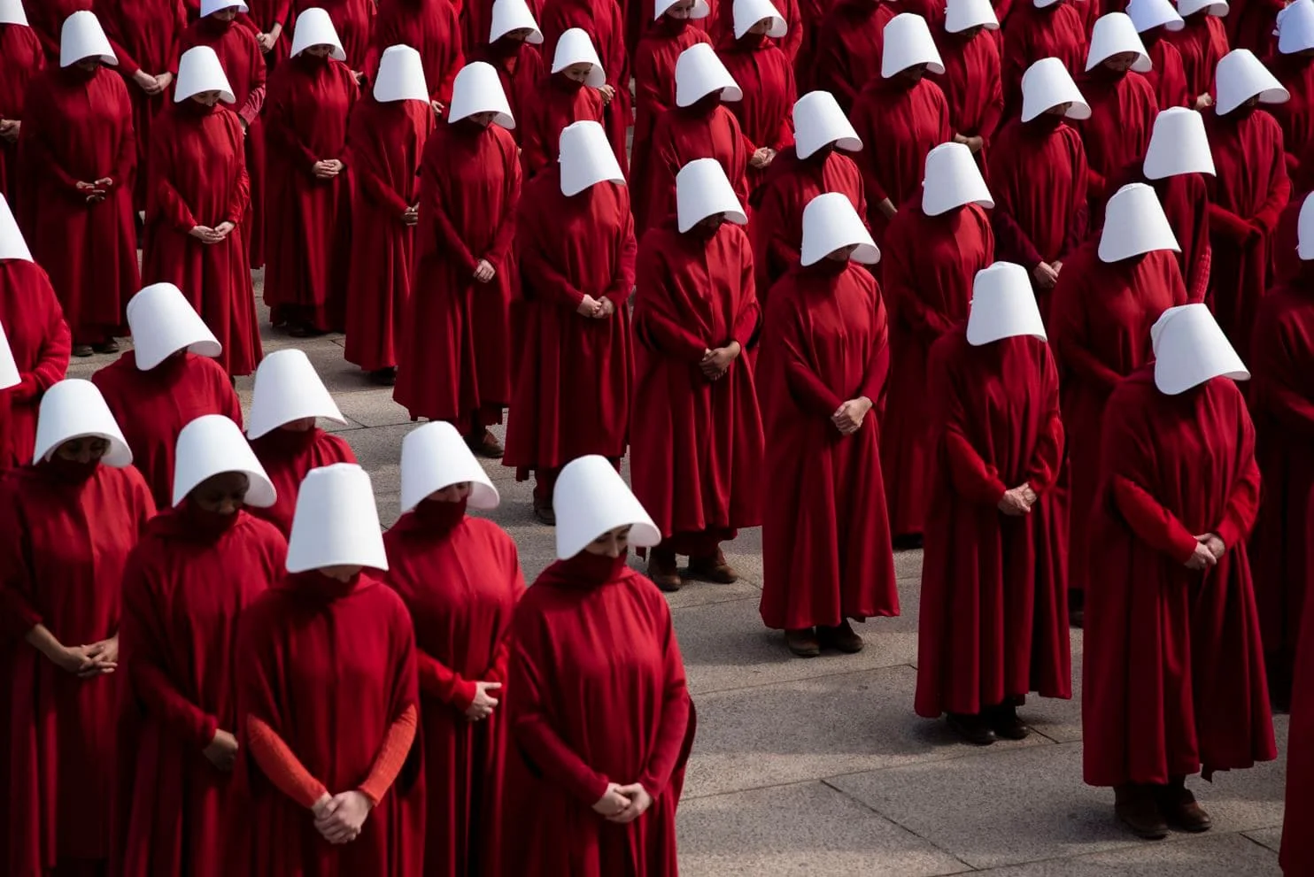 WASHINGTON, DC - FEBRUARY 15: The Hulu series "The Handmaid's Tale" is filmed on the National Mall in Washington, D.C. on February 15, 2019.