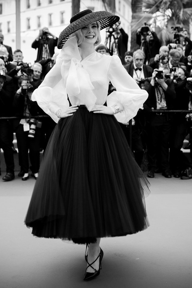 Elle Fanning's Dior Haute Couture 'New Look' Tribute To 'Once Upon In Hollywood' Cannes Premiere Anne of Carversville