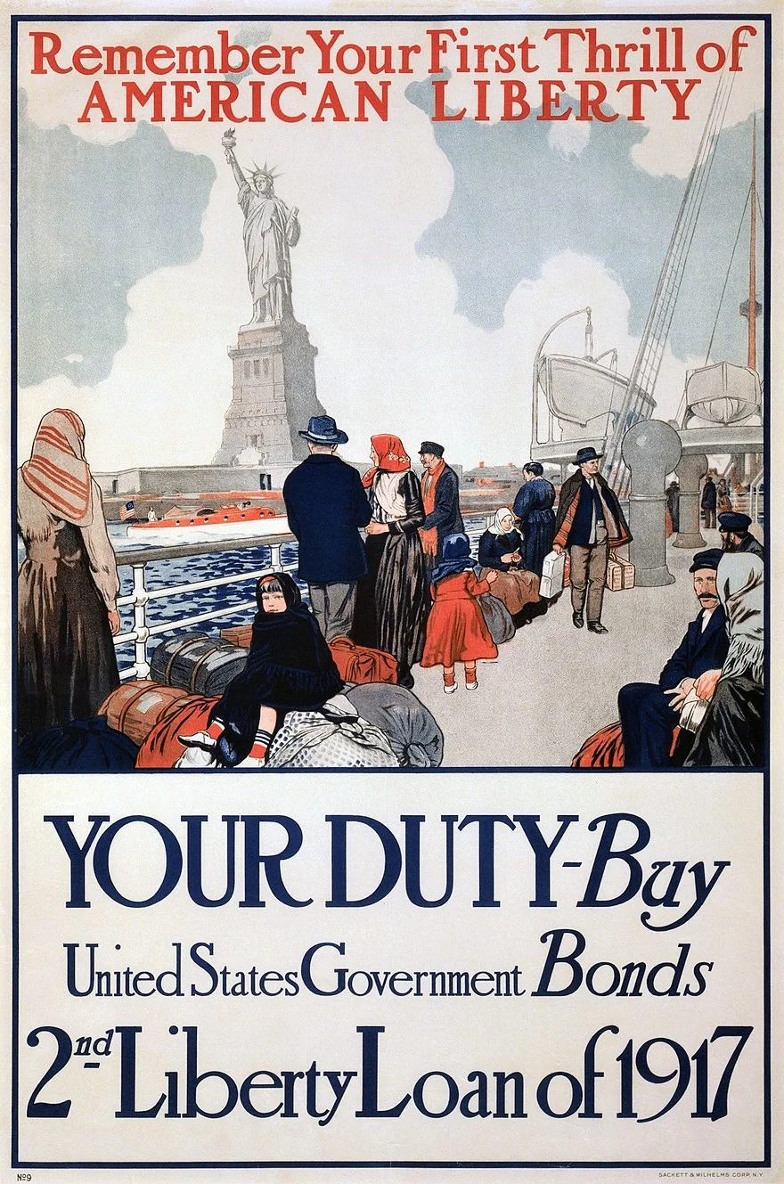 A Liberty bond (or liberty loan ) was a war bond that was sold in the United States to support the allied cause in World War I . Subscribing to the bonds became a symbol of patriotic duty in the United States and introduced the idea of financial securities to many citizens for the first time. The Act of Congress which authorized the Liberty Bonds is still used today as the authority under which all U.S. Treasury bonds are issued. via Wiki Reader