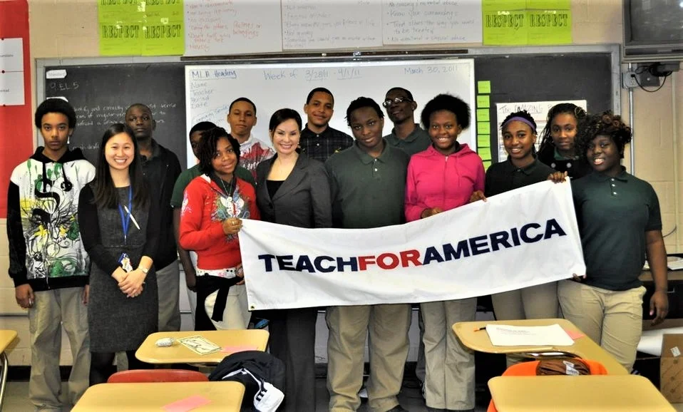 As part of Teach for America Week, Treasurer Rosie Rios was a guest teacher at Springarn Senior High School in Washington, D.C. via US Treasury .