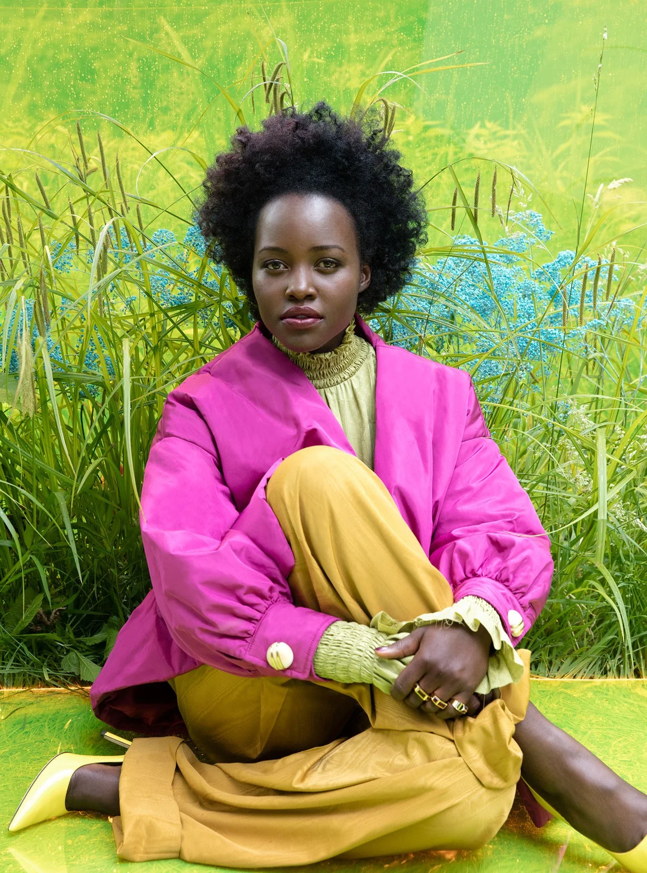 Clothing by GUCCI; shoes by Jimmy Choo; rings by Tiffany & Co. LUPITA NYONG’o. PHOTOGRAPH BY JACKIE NICKERSON; STYLED BY SAMIRA NASR.
