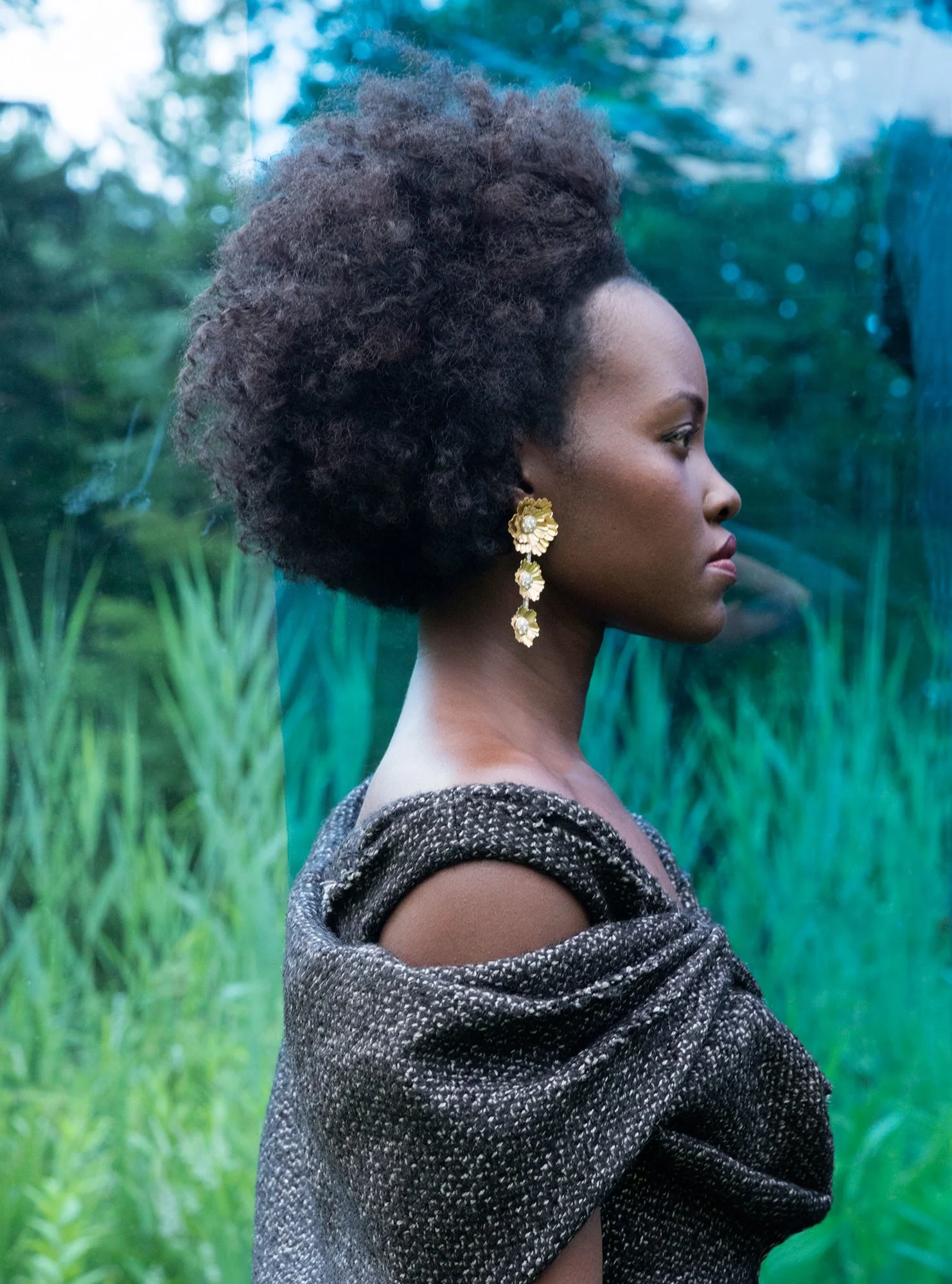 Dress by Prada; earrings by Irene Neuwirth.LUPITA NYONG’o. PHOTOGRAPH BY JACKIE NICKERSON; STYLED BY SAMIRA NASR.