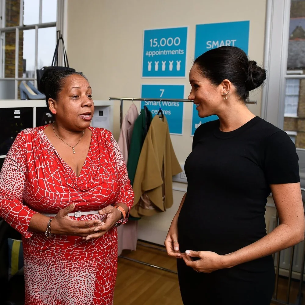 THE DUCHESS OF SUSSEX HELPS PATSY WARDALLY AT SMART WORKS ON JANUARY 10, 2019.