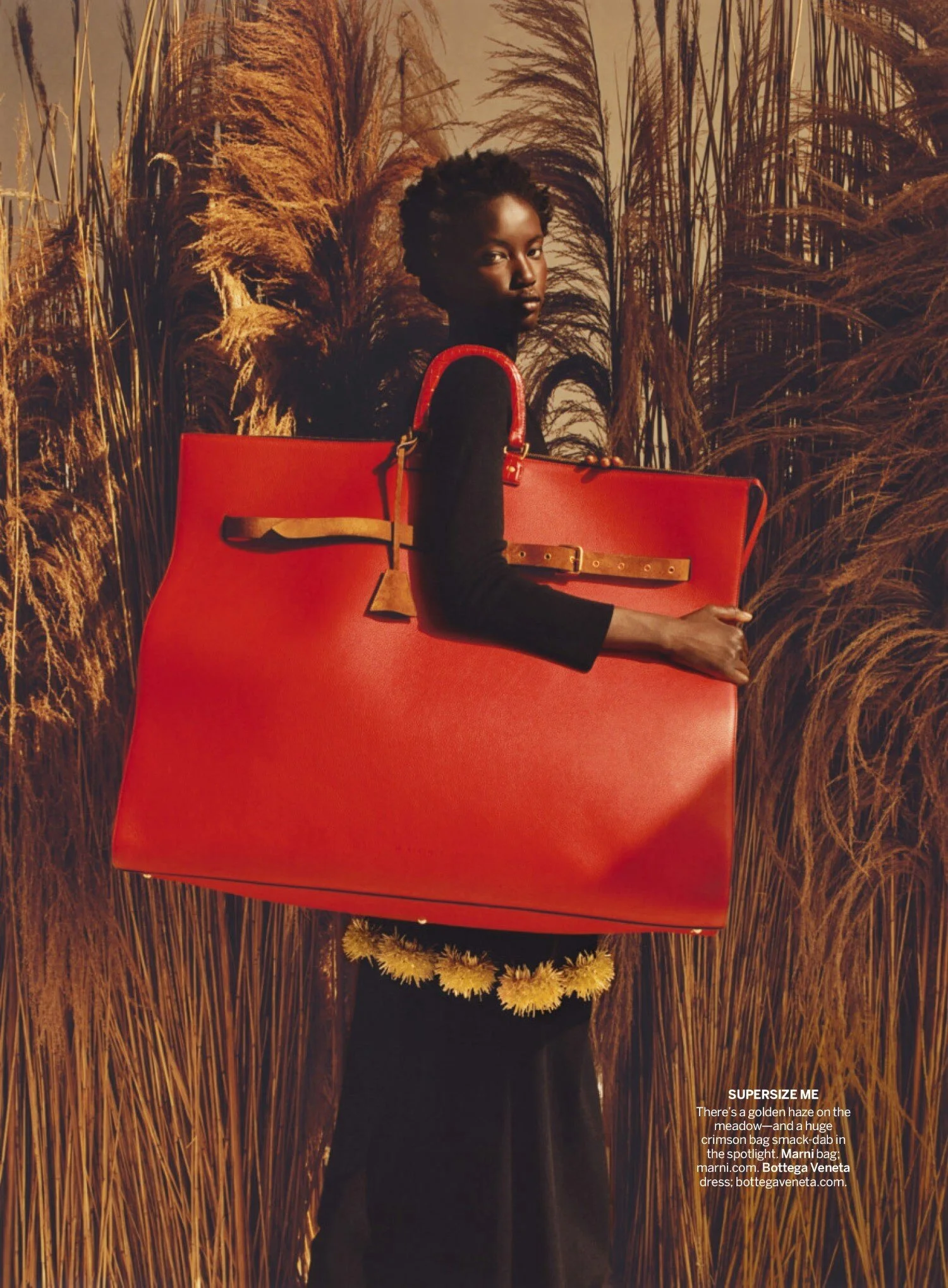 Anok Yai in 'The New Bags' for Fall 2021 in Vogue US August 2021 — Anne
