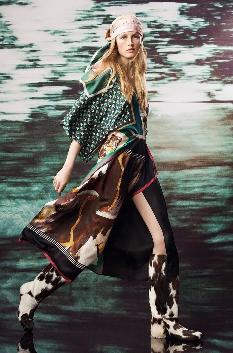 Zara Fall 2021 Silk Twill Scarves Dress Rianne Van Rompaey in Fashion