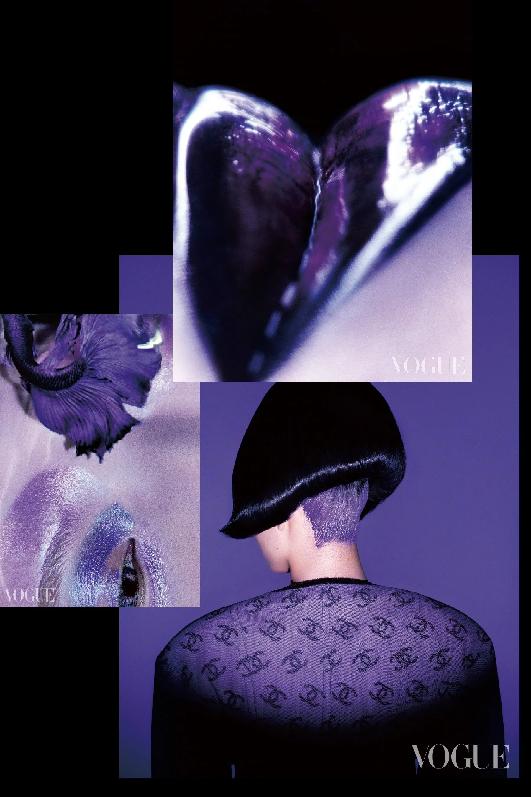 'Purple Is the New Black' Beauty Story by Liu Zongyuan in Vogue China May 2022