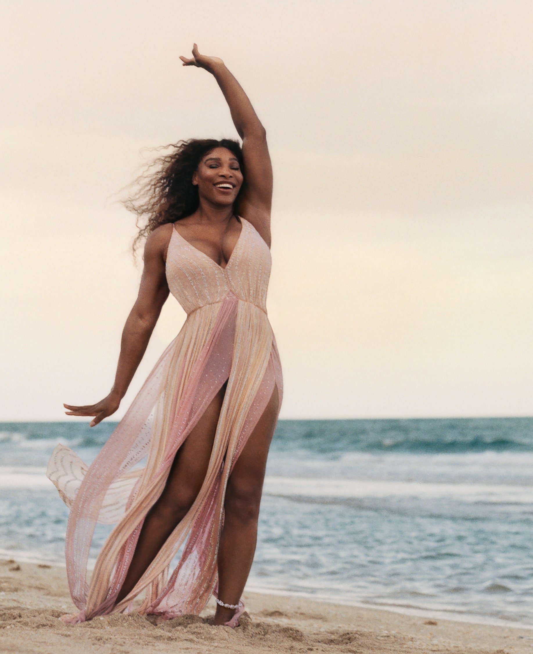 Serena Williams wears a Gucci gown in US Vogue September 2022, lensed by Luis Alberto Rodriguez.