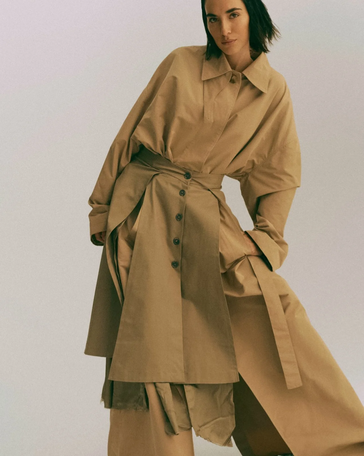 Tom Cattanach Flashes 'Trench Paradoxes' for Marie Claire France September 2022