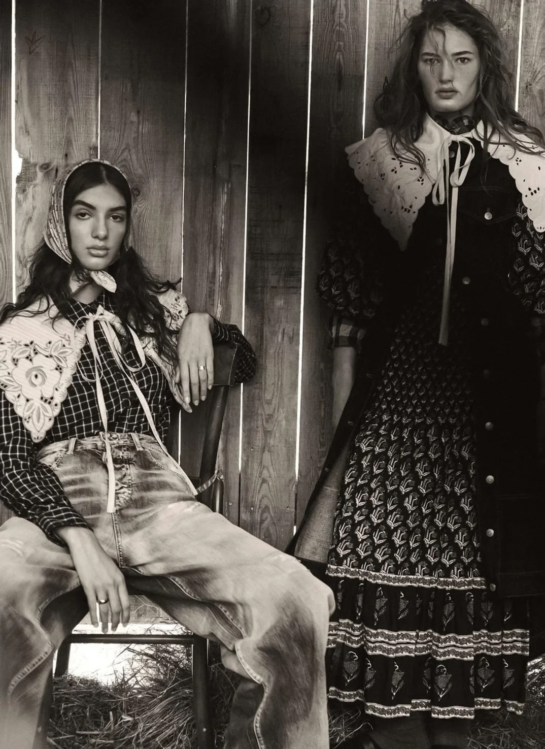 Boo George Captures Country Women's Modest Denim Style for ELLE France October 13