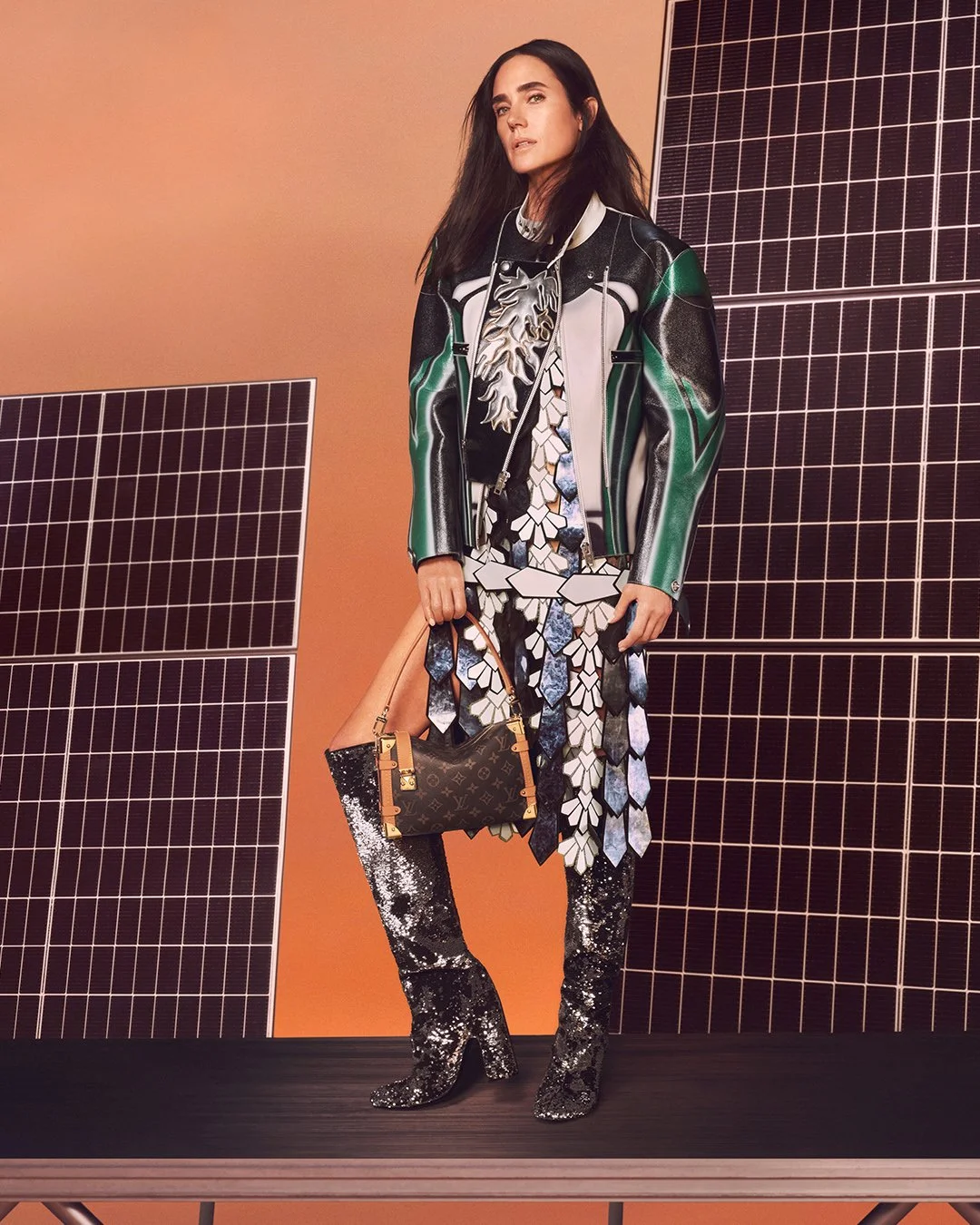 Jennifer Connelly's Coussin Bags Shimmering Cruise 2023 Louis Vuitton Campaign