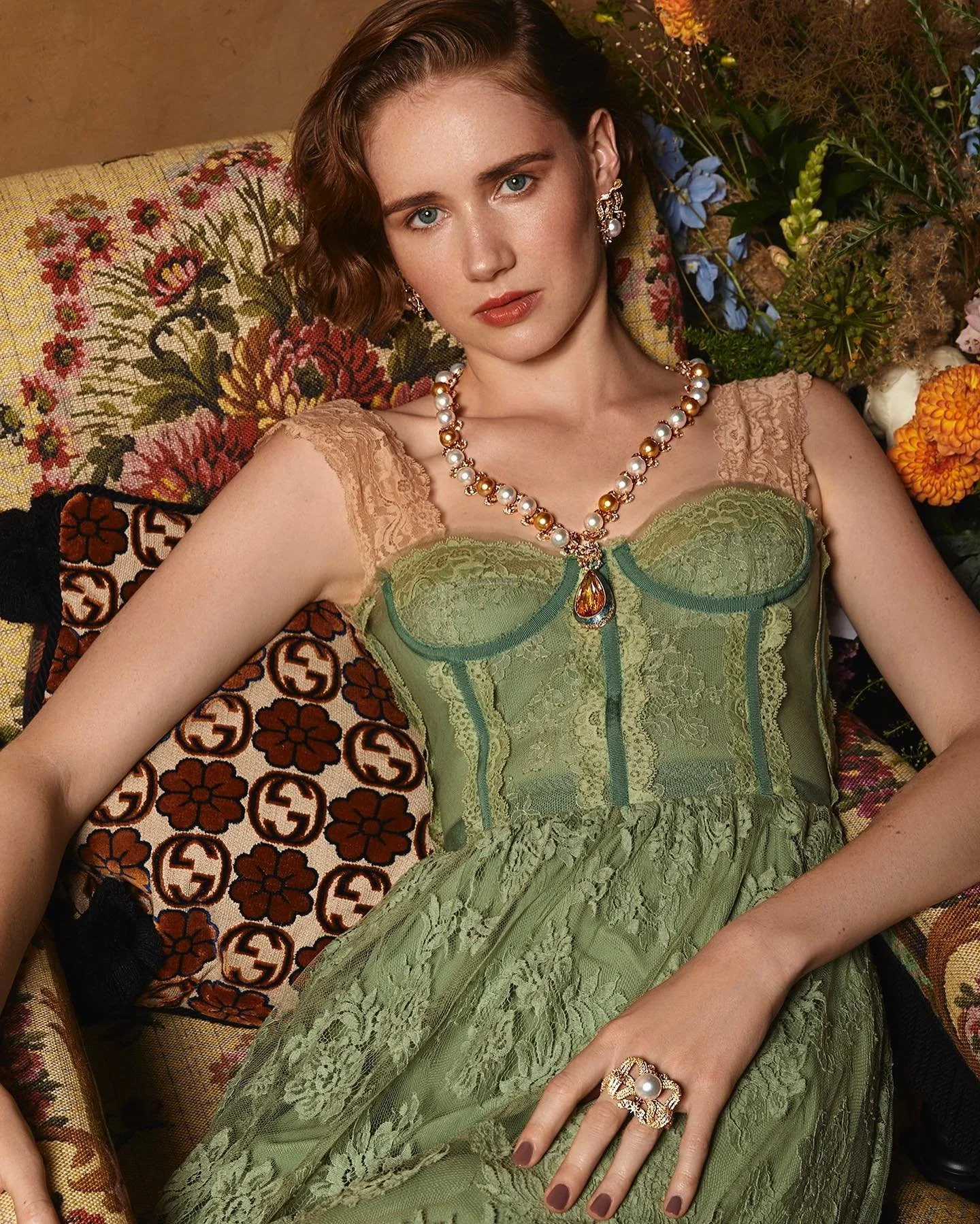 Isabelle Hinrichs Wears Gucci 'Hortus Deliciarum' Collection #3 in L'Officiel Global 
