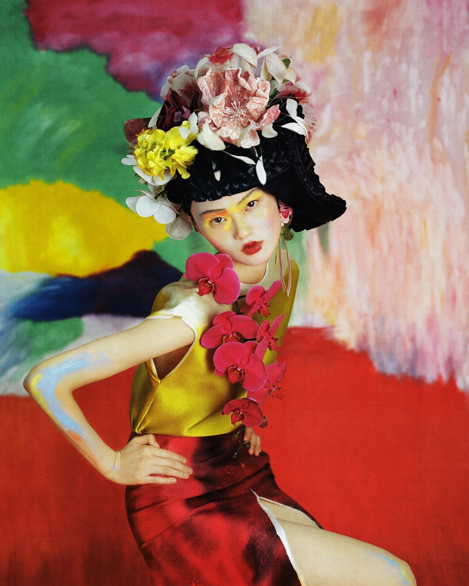 He Cong for Marie Claire China inspired by Henri Matisse  Le chapeau de Paille.  