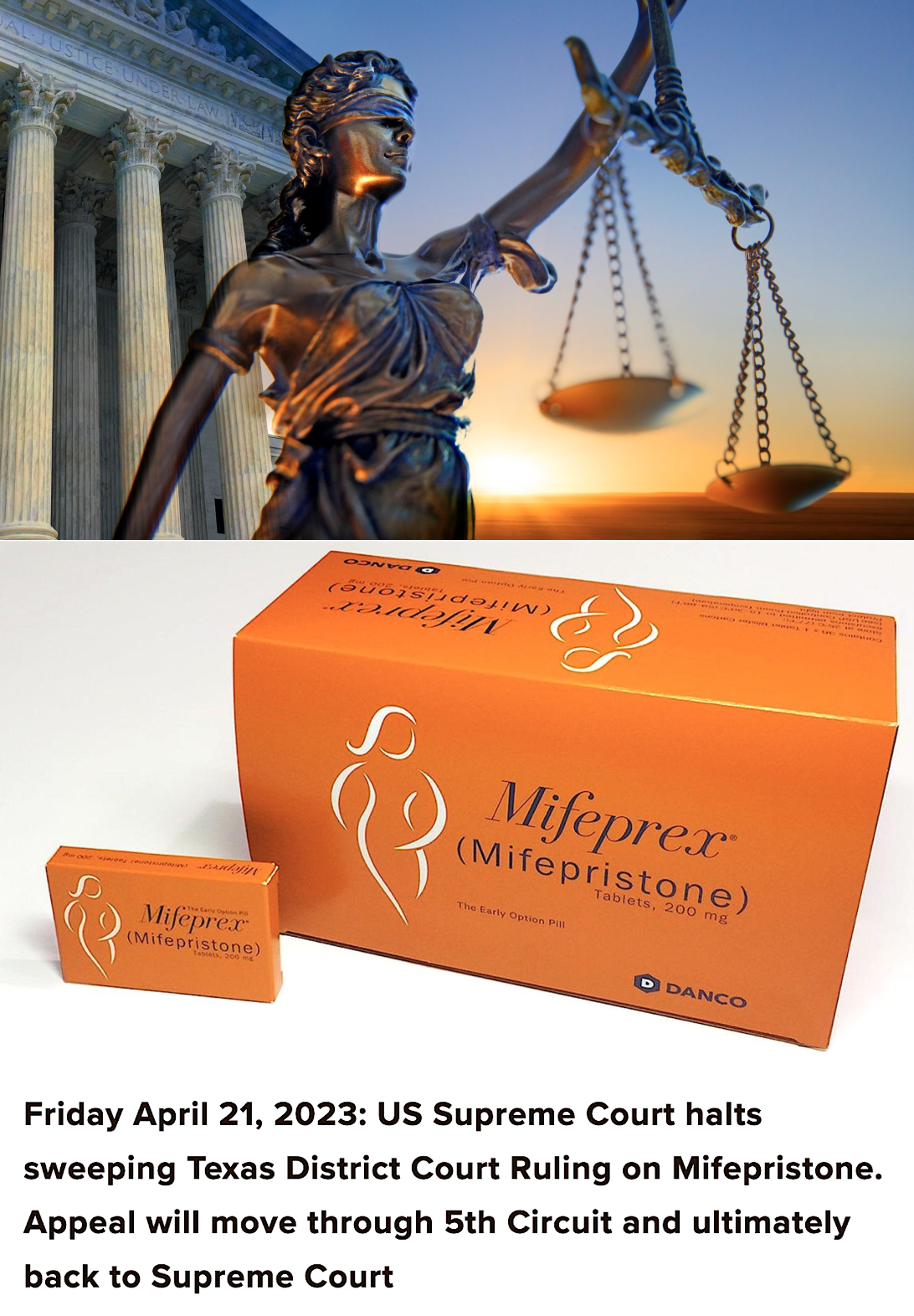 US Supreme Court Halts Texas District Court Ruling on Mifepristone, Appeal Proceeds
