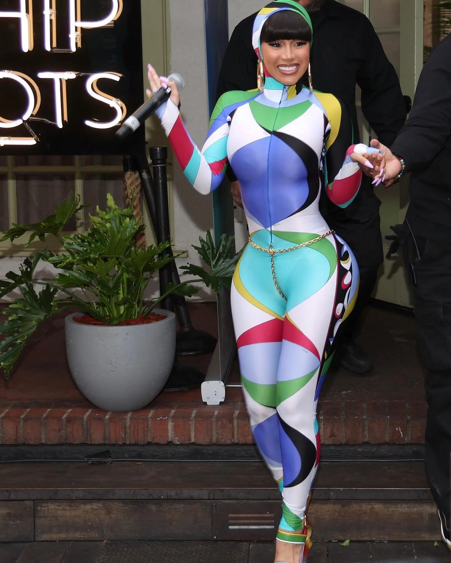 Cardi B in Pucci Catsuit Was As Hot As her Whipshots At Santa Monica Party