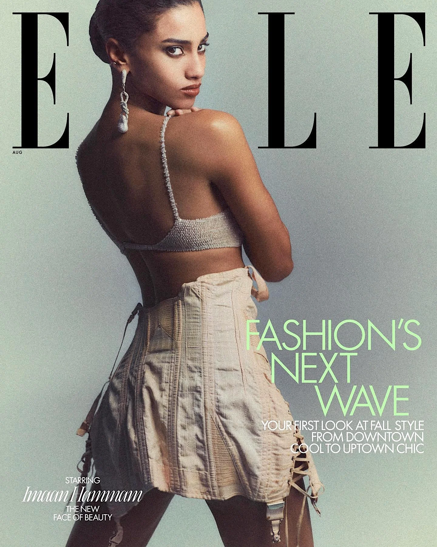 Imaan Hammam Is Haute in ELLE USA August 2023, Lensed by Chris Colls