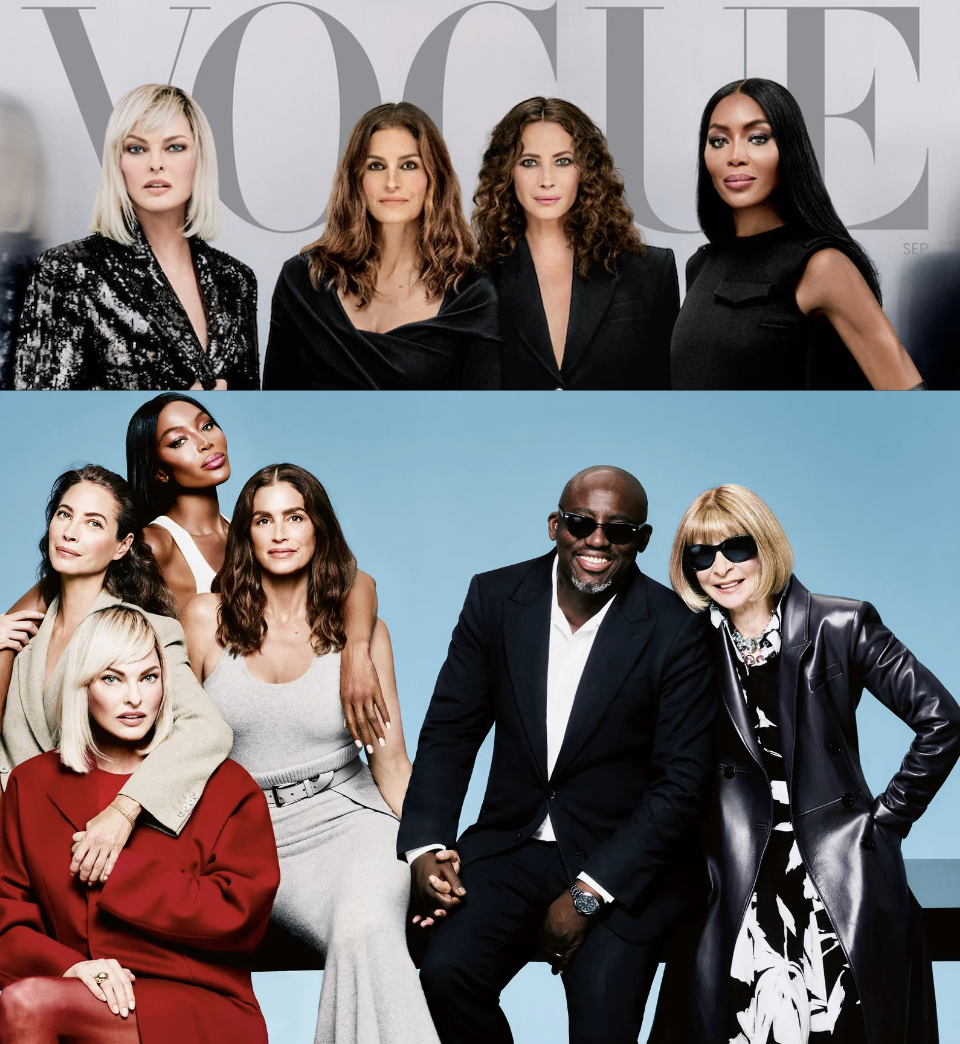 The Greatest of All Time:  Christy, Cindy, Linda, Naomi Cover Vogue US & UK September 2023