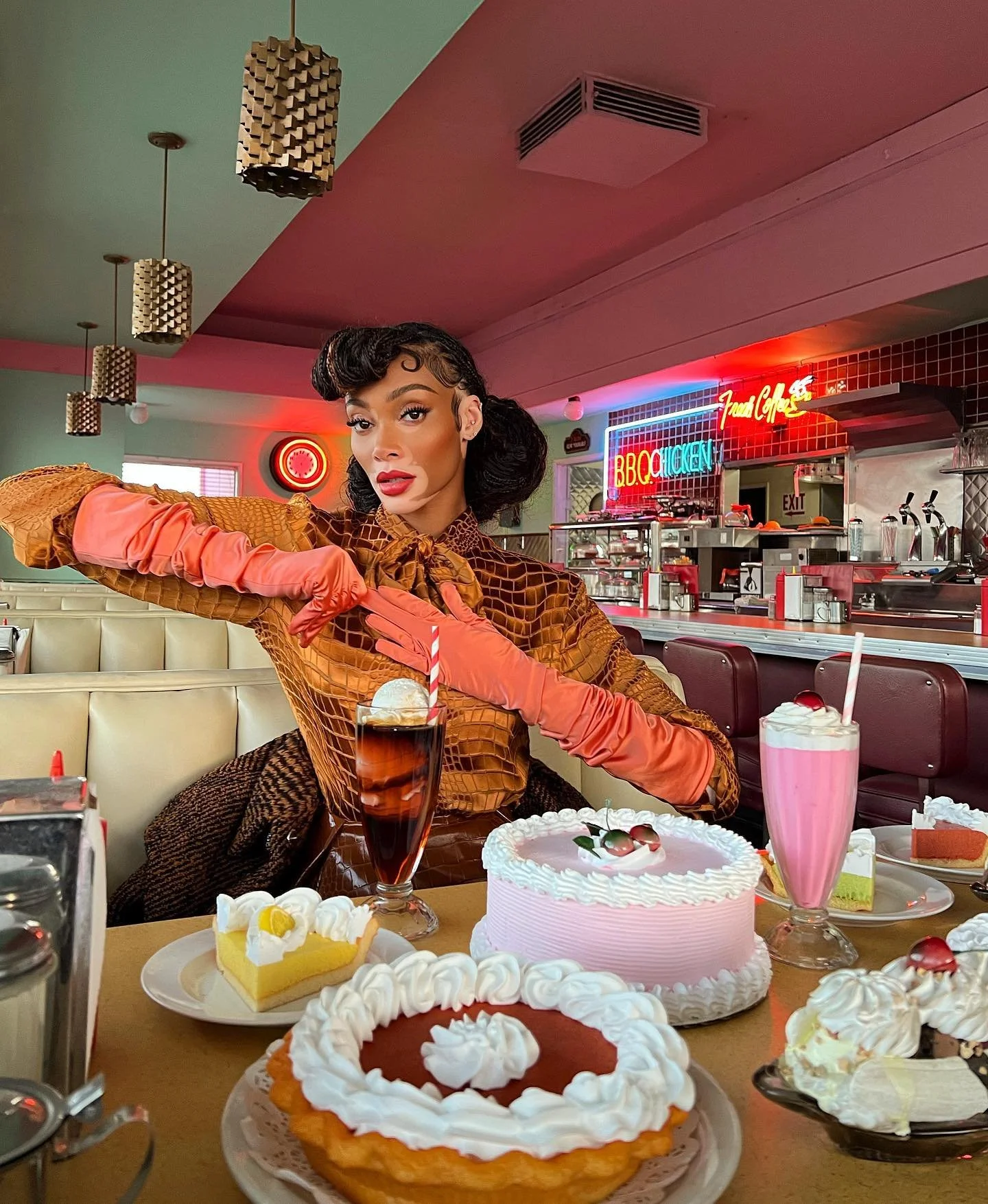 Winnie Harlow Wears Retro Elegance Lensed by Jason Kim for Stylist UK September 2023