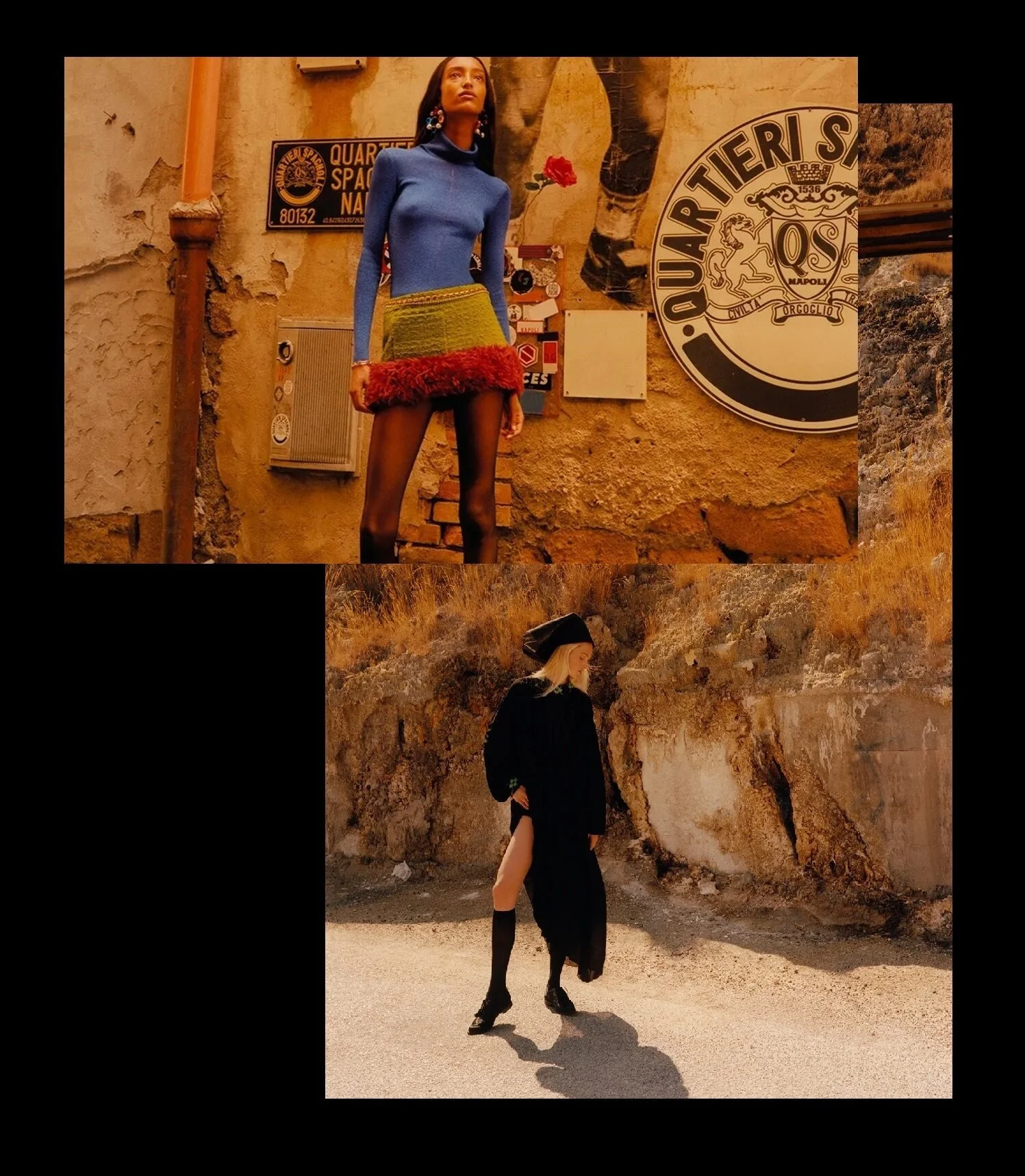 Mona Tougaard & Jean Campbell in Naples by Colin Dodgson for Vogue Italia August 2021