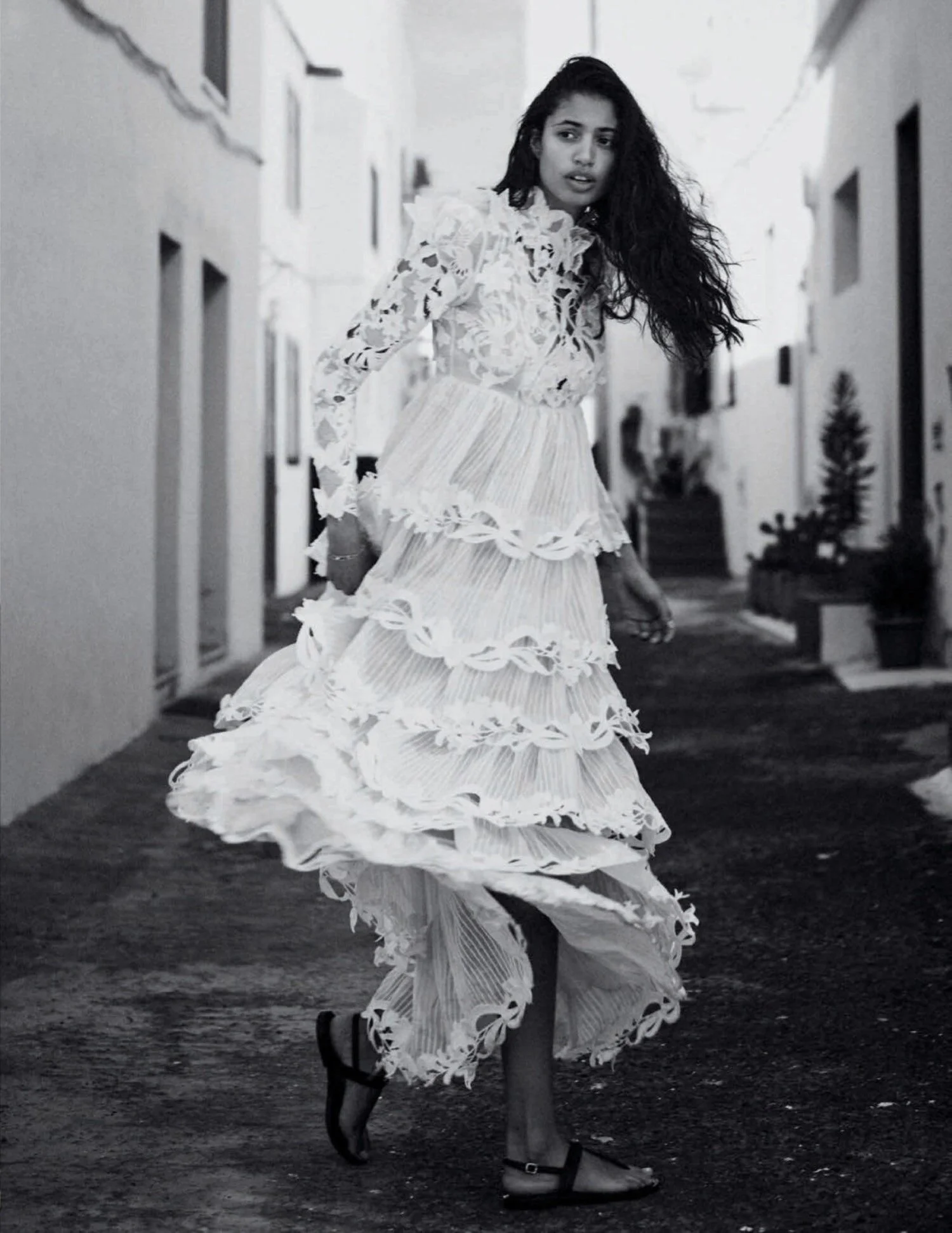 Malika El Maslouhi Wears Easy, Breezy White Elegance by Boo George for Vogue Espana