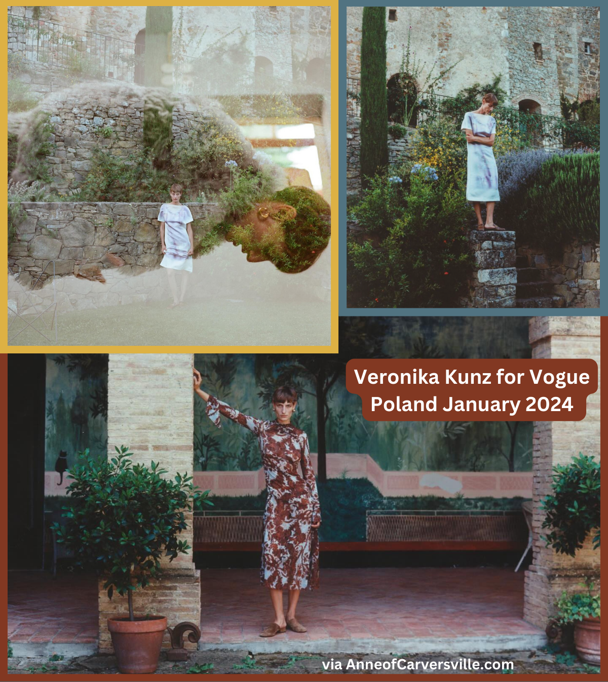Veronika Kunz in 'Tuscan Retreat' by Simon Elmalem for Vogue Poland January 2024