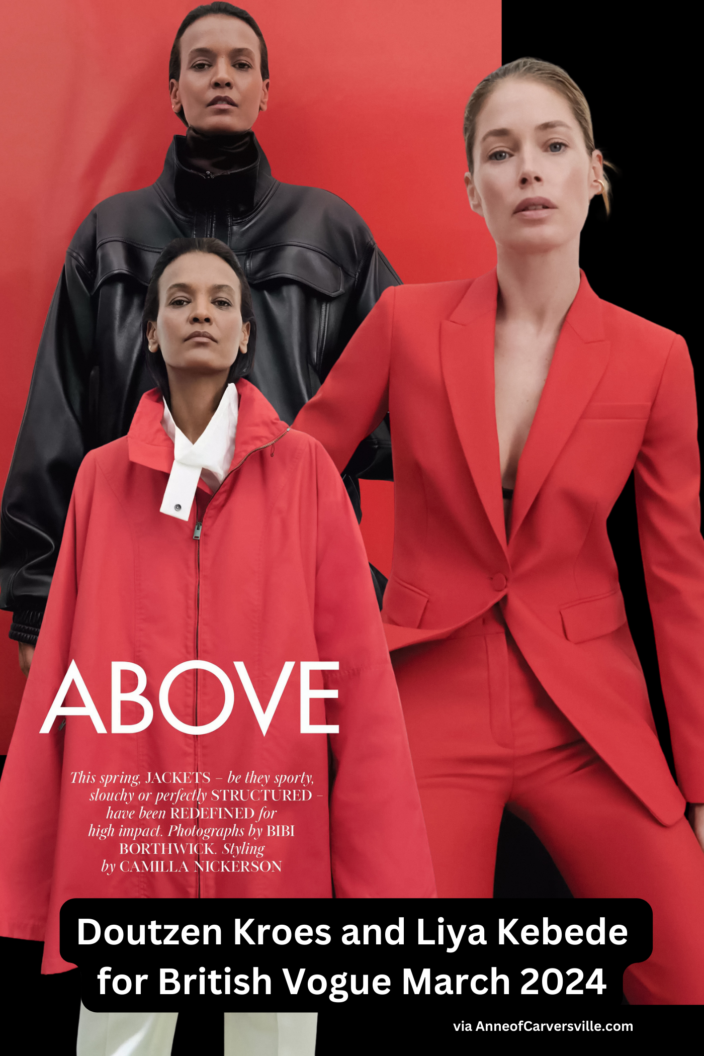 Doutzen Kroes, Liya Kebede in Sharp Jackets by Bibi Borthwick for British Vogue March 2024