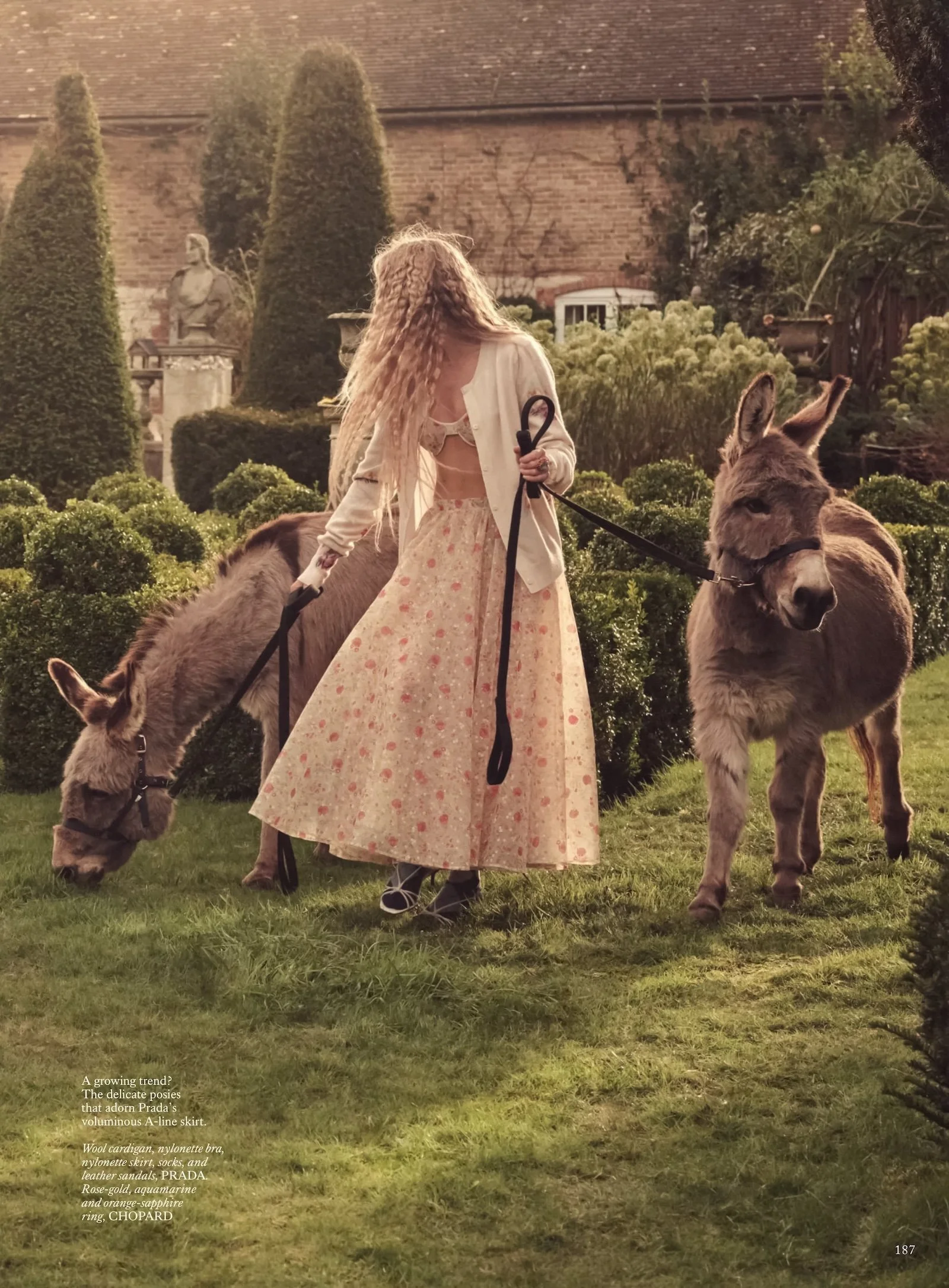 Lila Moss and Louis Baines in Surrey Garden for British Vogue April by Daniel Jackson