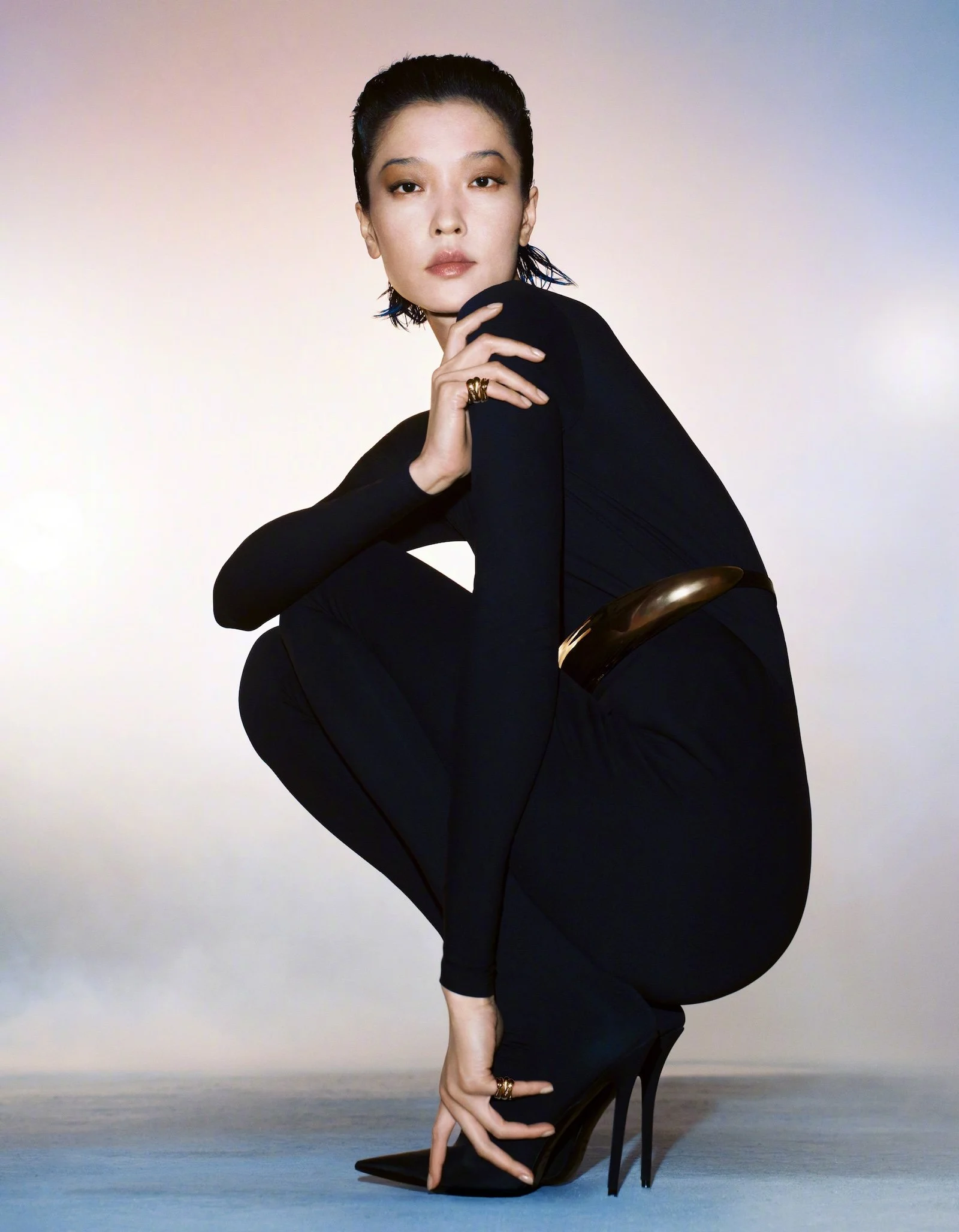 Du Juan Wears Black and White Soft Structures for ELLE China May 2024