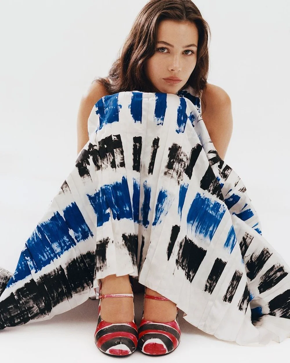 Classic Stripes and Sam Keller Art in Vogue US August with Grace Burns by Grace Ahlboom 