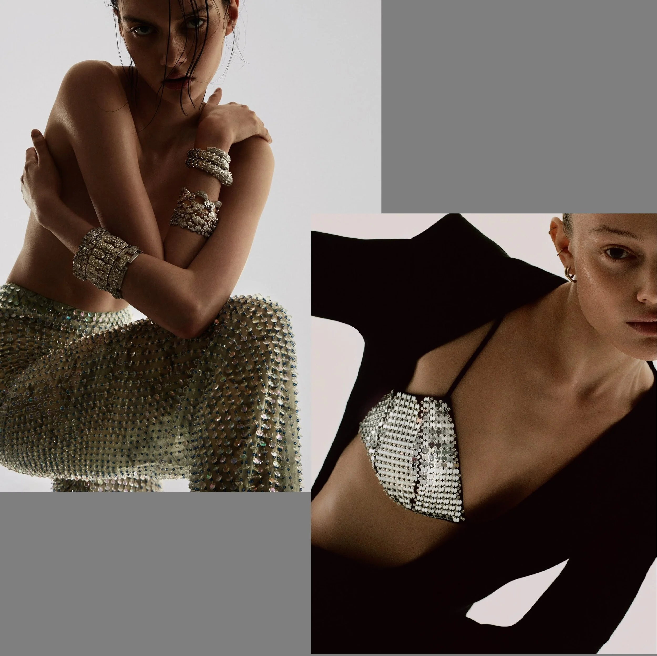 Modern, Futuristic Sparkle Queens for Vogue Russia December 2020