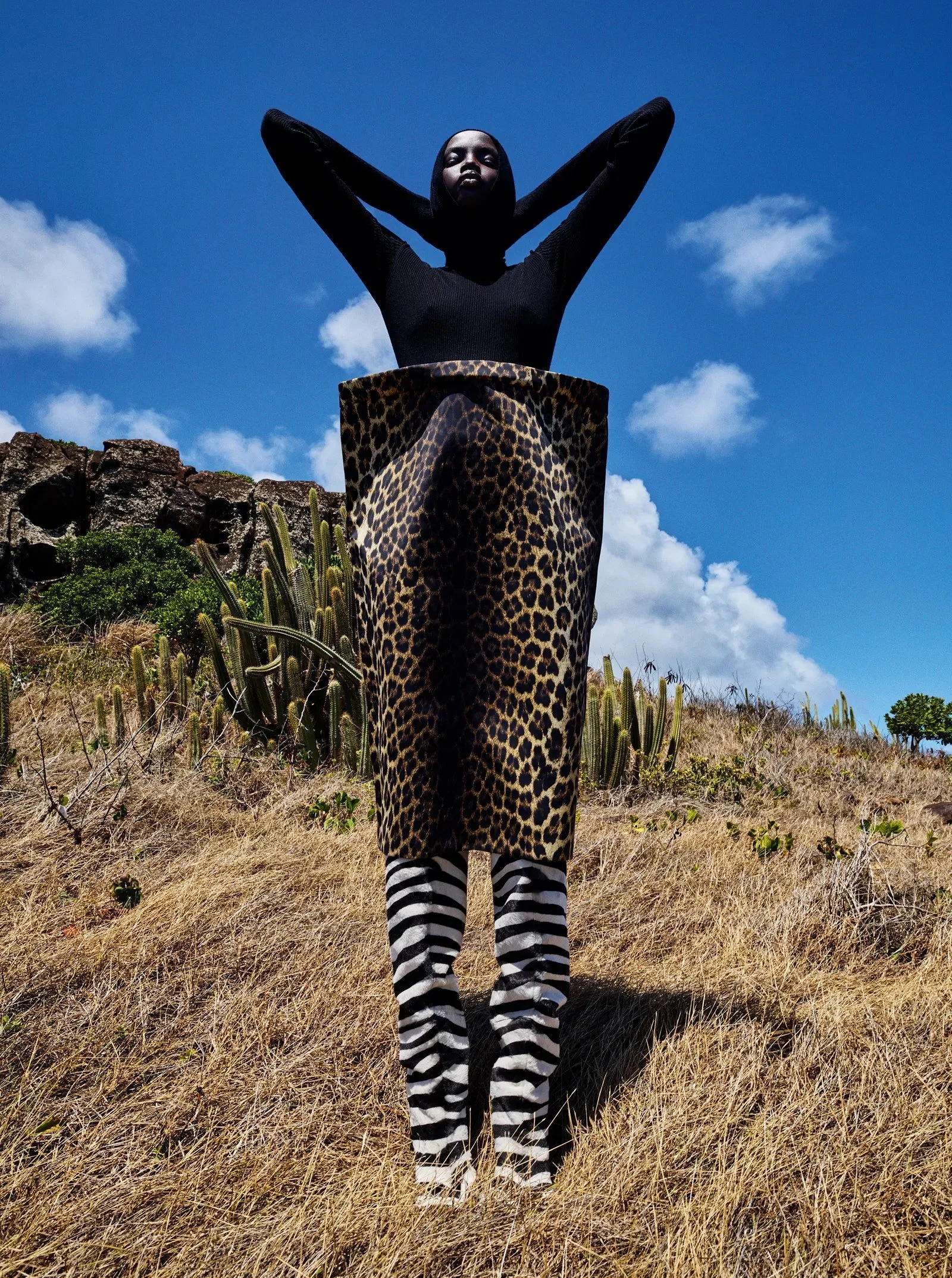 Anok Yai Previews Fashion in the Wild for Vogue France August 2025 by Mario Sorrenti