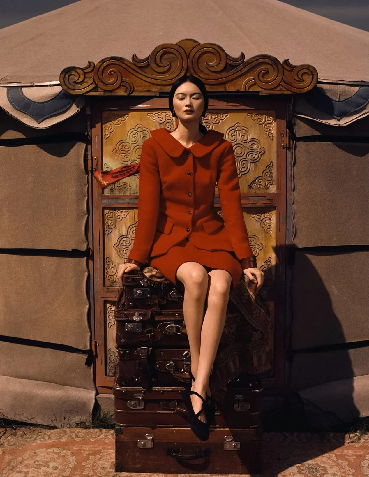He Cong in Hulun Buir, Inner Mongolia for Harper's Bazaar China by Leslie Zhang