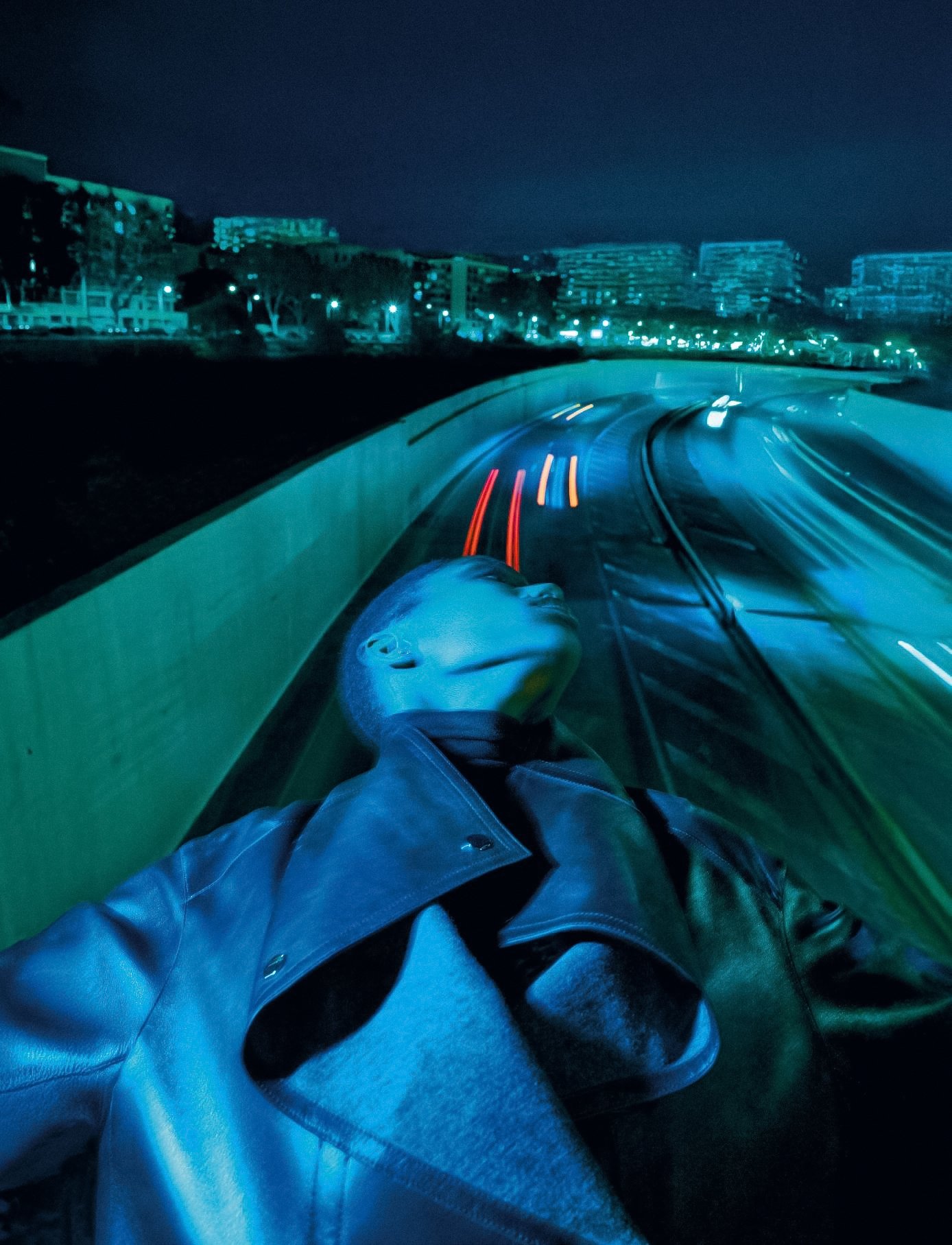 Tara Falla Wanders Nice in Night Lights for Numéro 258 by Julien Vallon