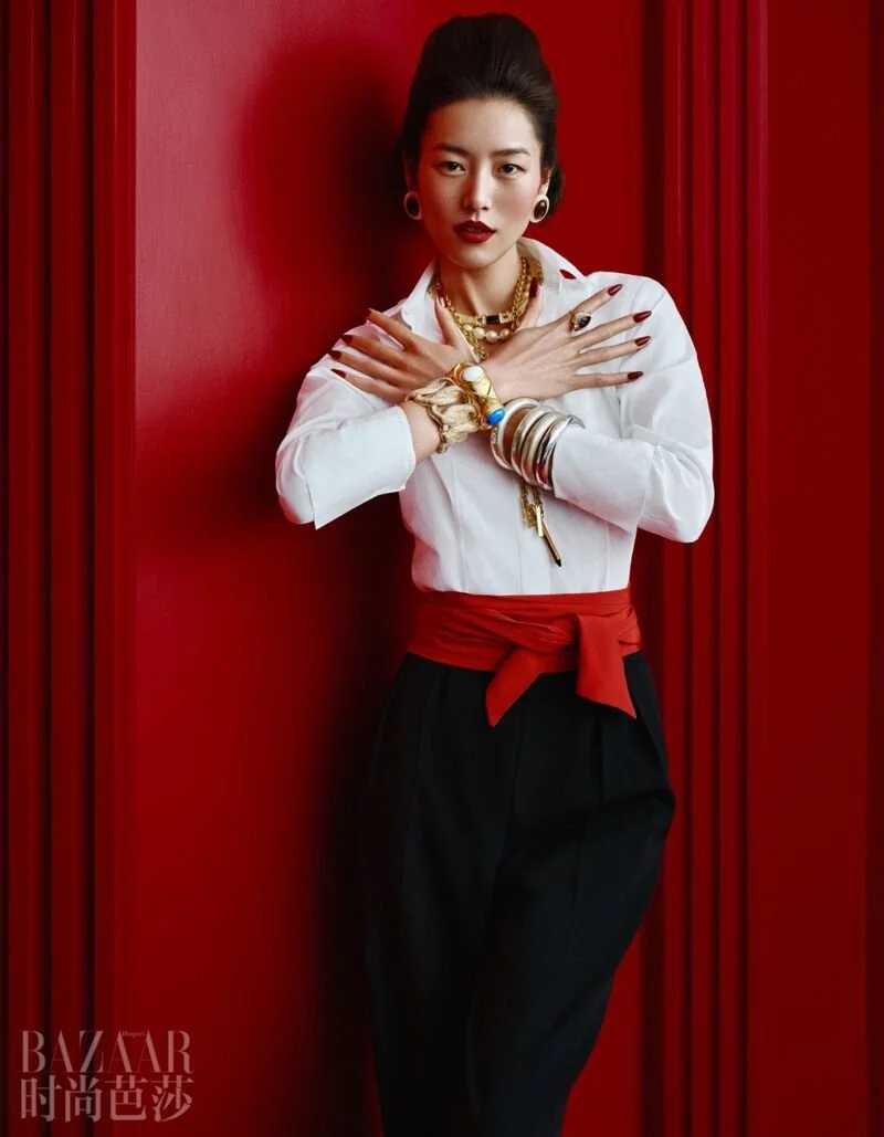 Liu Wen As Diana Vreeland by Liu Song for Harper's Bazaar China January 2021