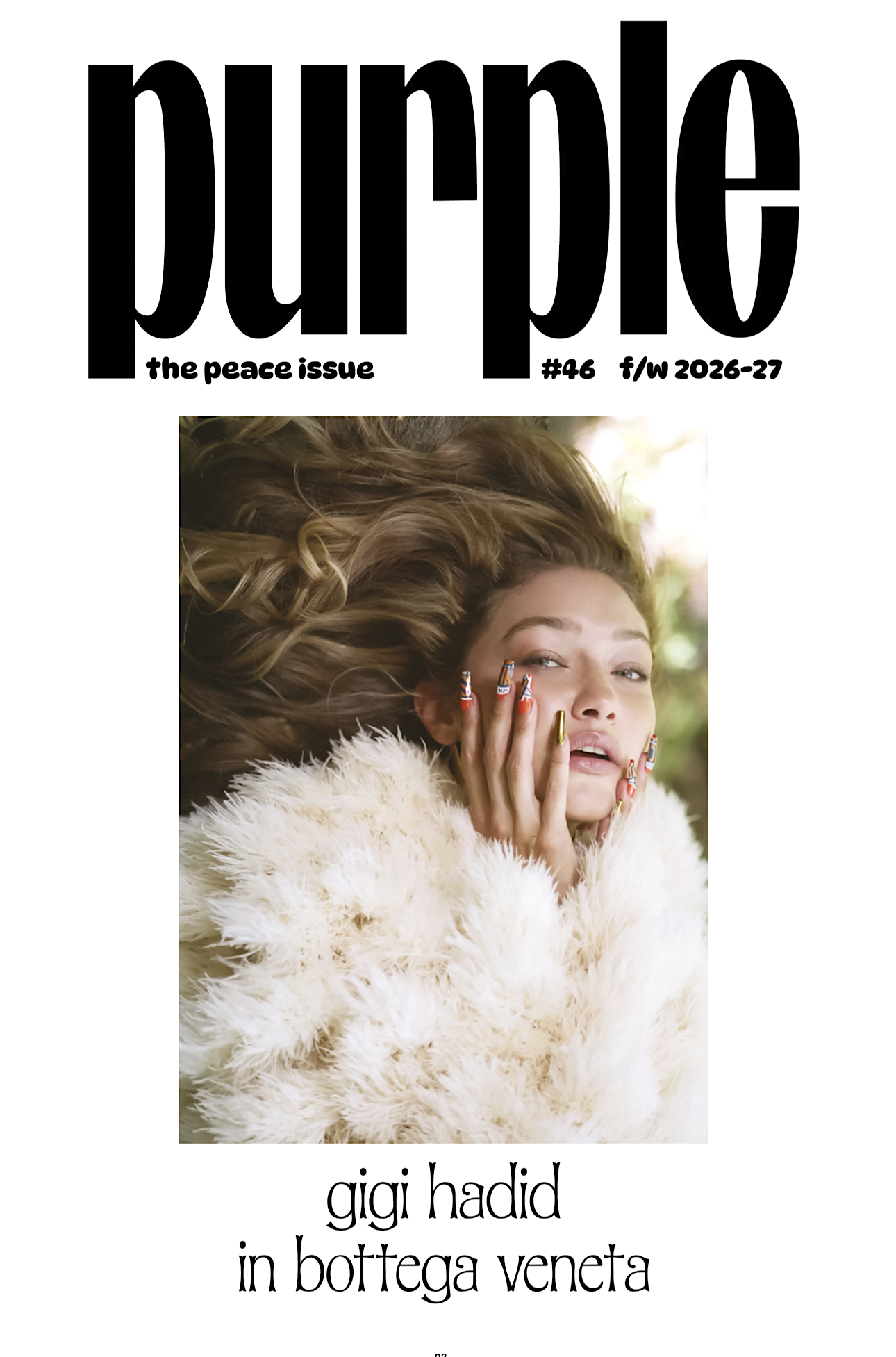 Gigi Hadid Promotes Peace in Purple Magazine FW 2026-27 by Brianna Capozzi