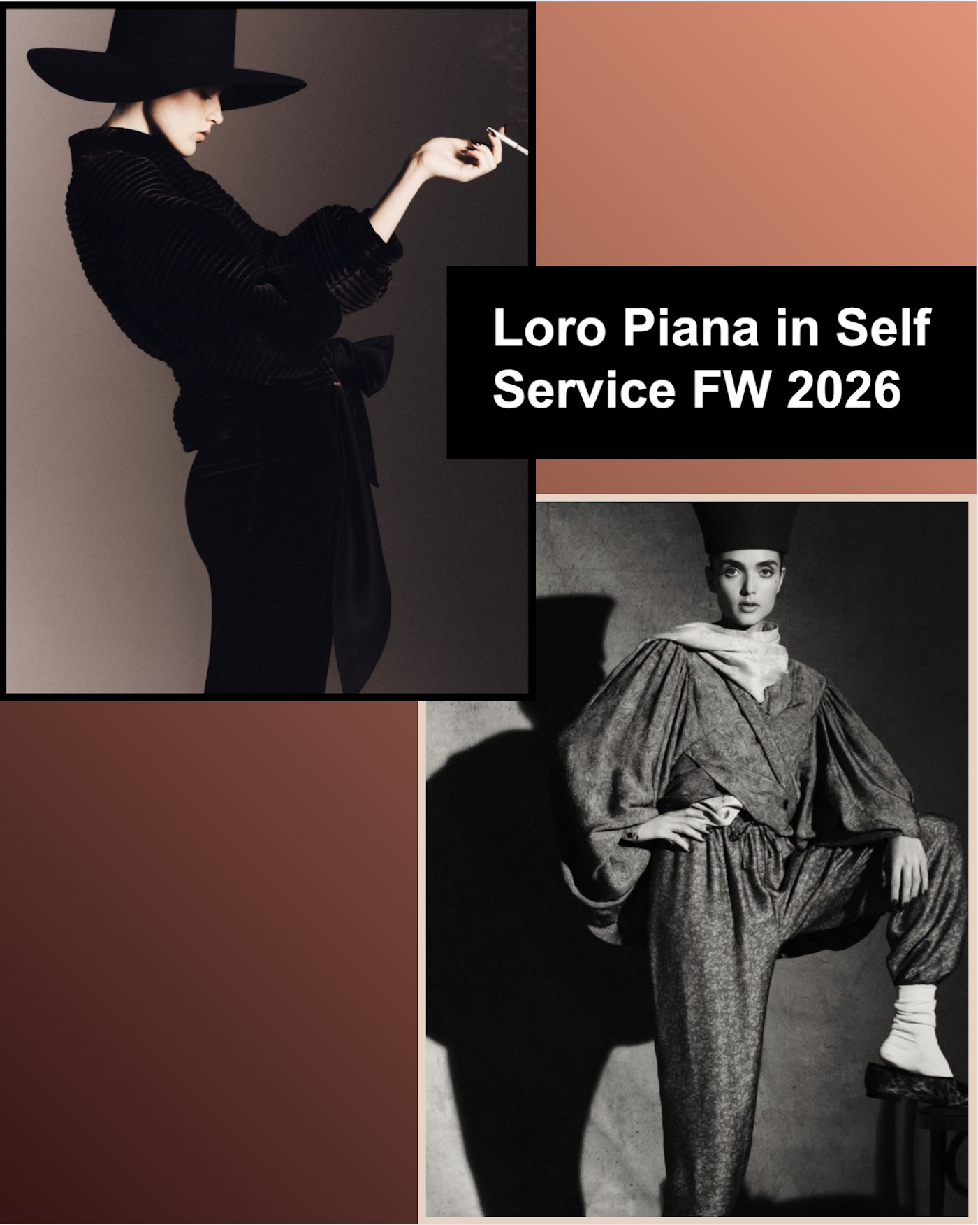 Gertrud Rose and Lauren Huyskens in Loro Piana for Self Service 65 FW 2026
