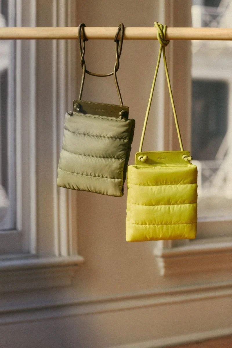 Ralph Lauren Polo RLX small quilted bags in olive and yellow.