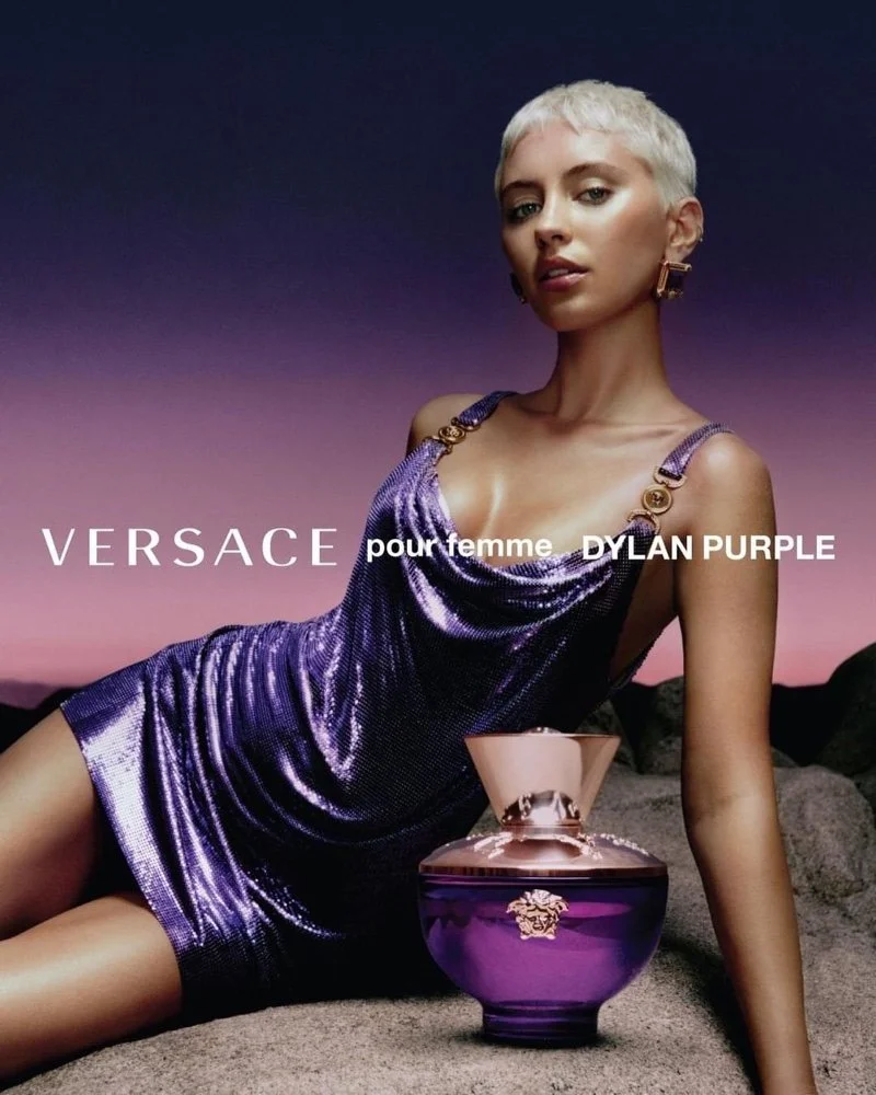 Iris Law for Versace's 'Dylan Purple' Fragrance by Carlijn Jacobs