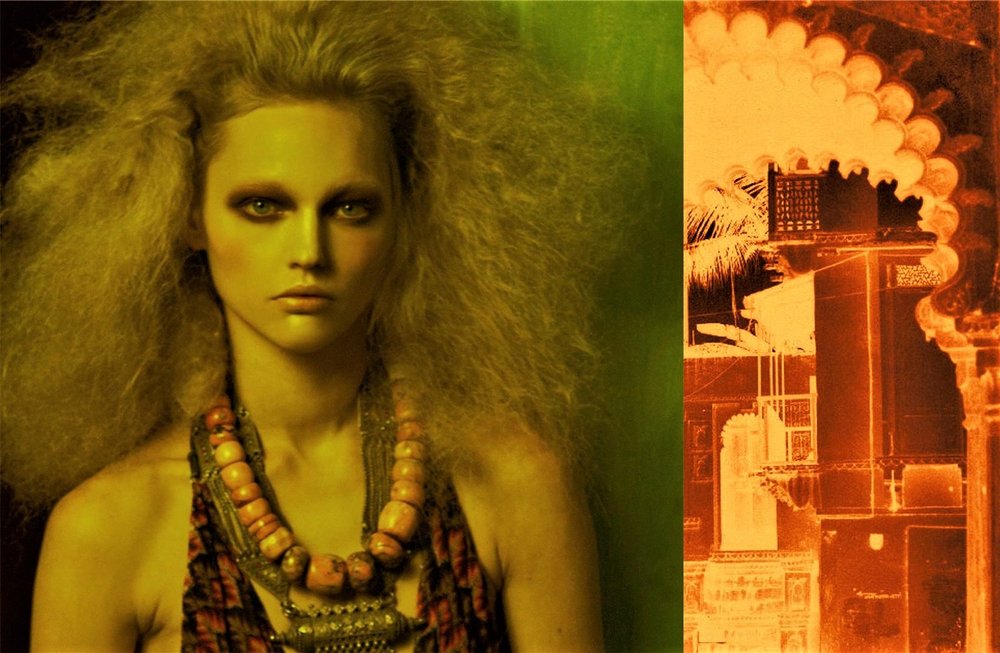 Steven Meisel makes collage art in 'Moroccan Holiday' his May 2009 fashion shoot for Vogue Italia.