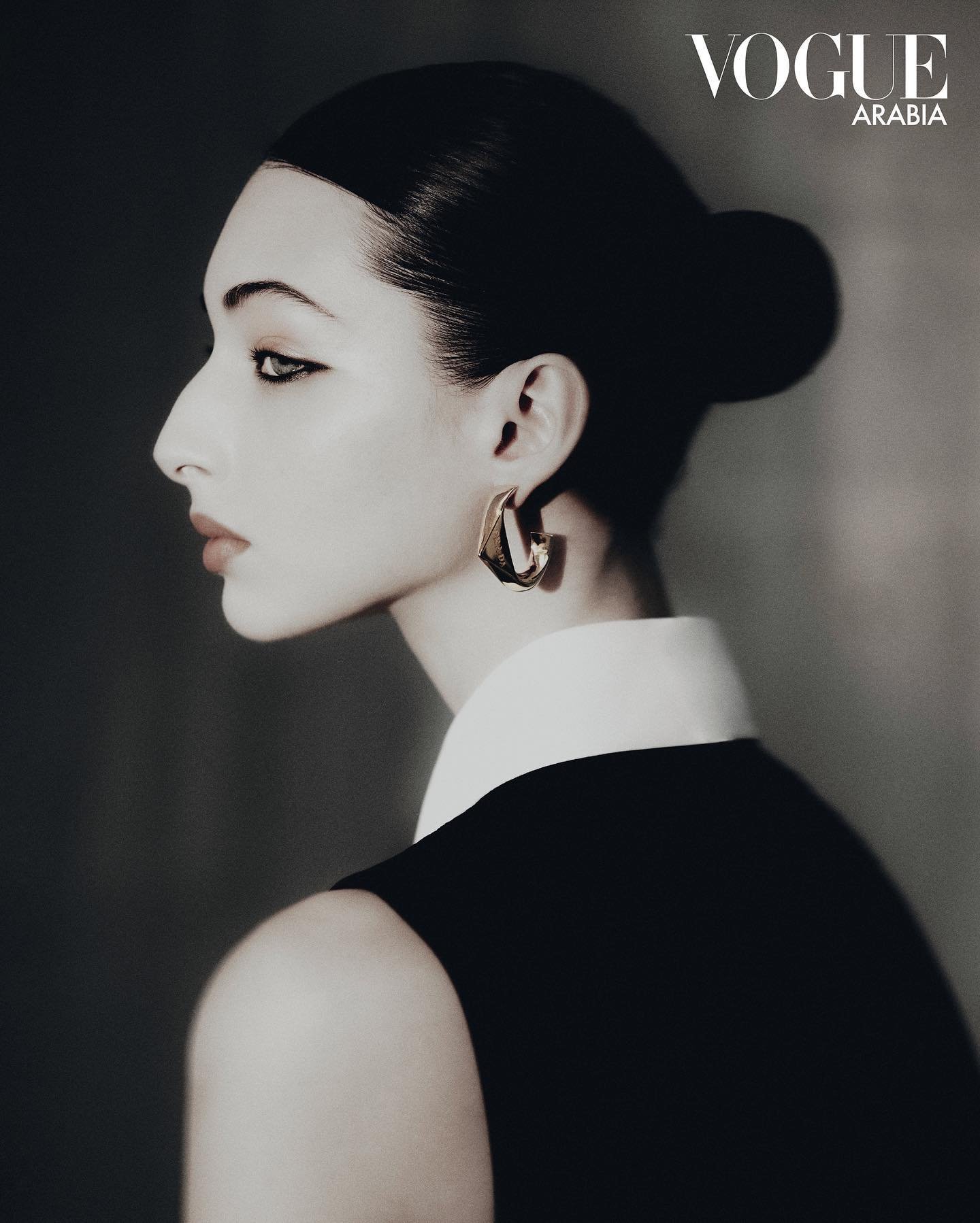 Myriem Boukadida in Prada Eternal Gold Collection for Vogue Arabia