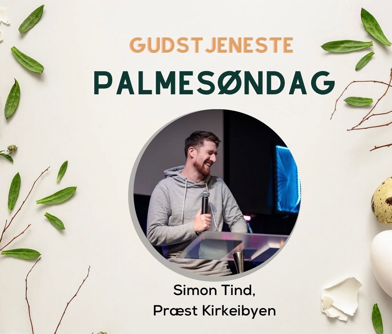 Der er kun &eacute;n dag til kirkens d&oslash;re &aring;bnes igen - denne gang med fejring af Jesus og palmes&oslash;ndag 🌴⛪️

Vi har forn&oslash;jelsen af at lytte til vores helt egen @simontind88 der skal dele et skarpt budskab 🔥 
Som altid skal 