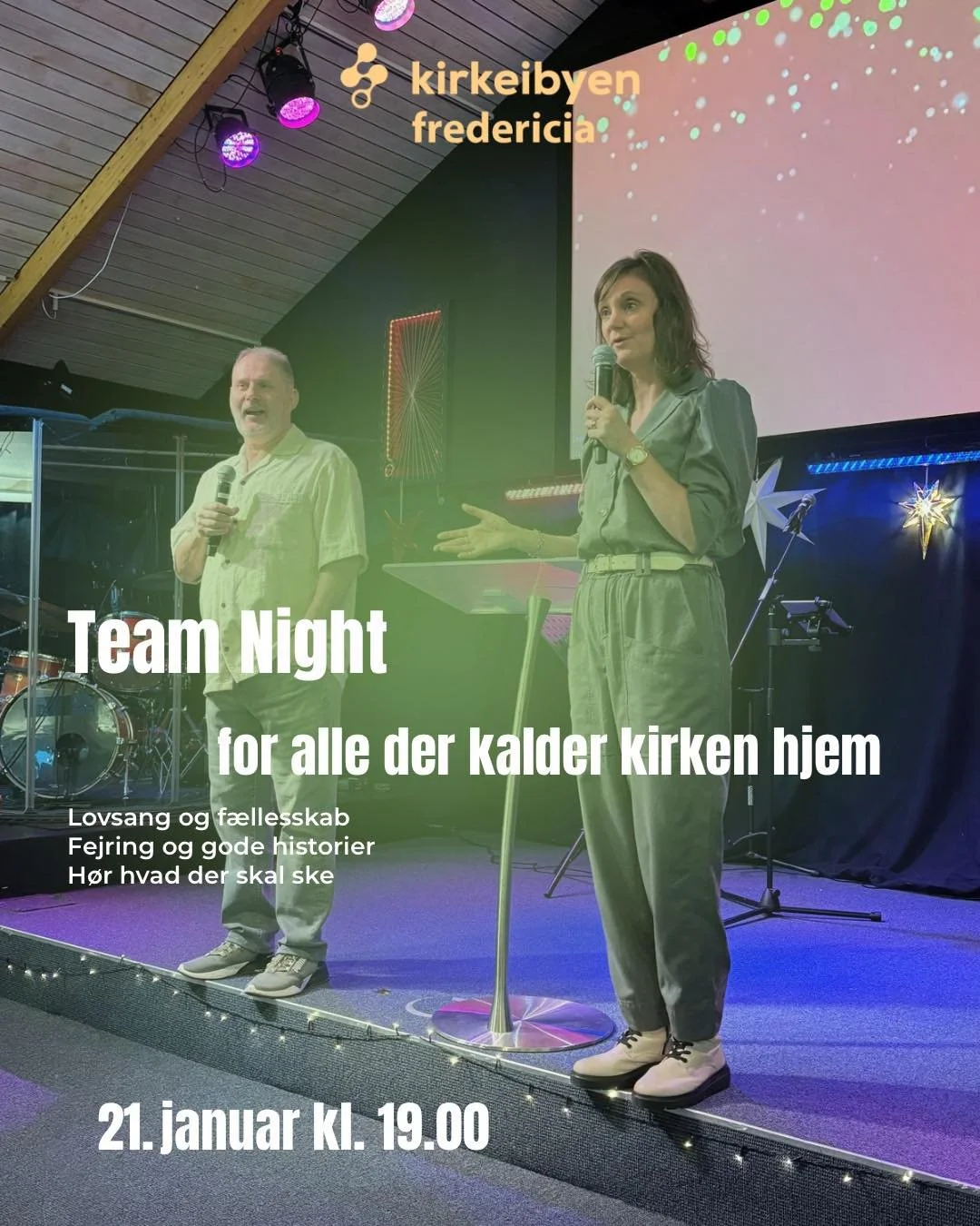 En aften hvor vi m&oslash;des og h&oslash;rer gode historier fra kirkens liv, h&oslash;rer vision og hvad der skal ske fremad i kirken. 

A night where we meet and hear stories from life in the church, listening to vision and what lies ahead in the c