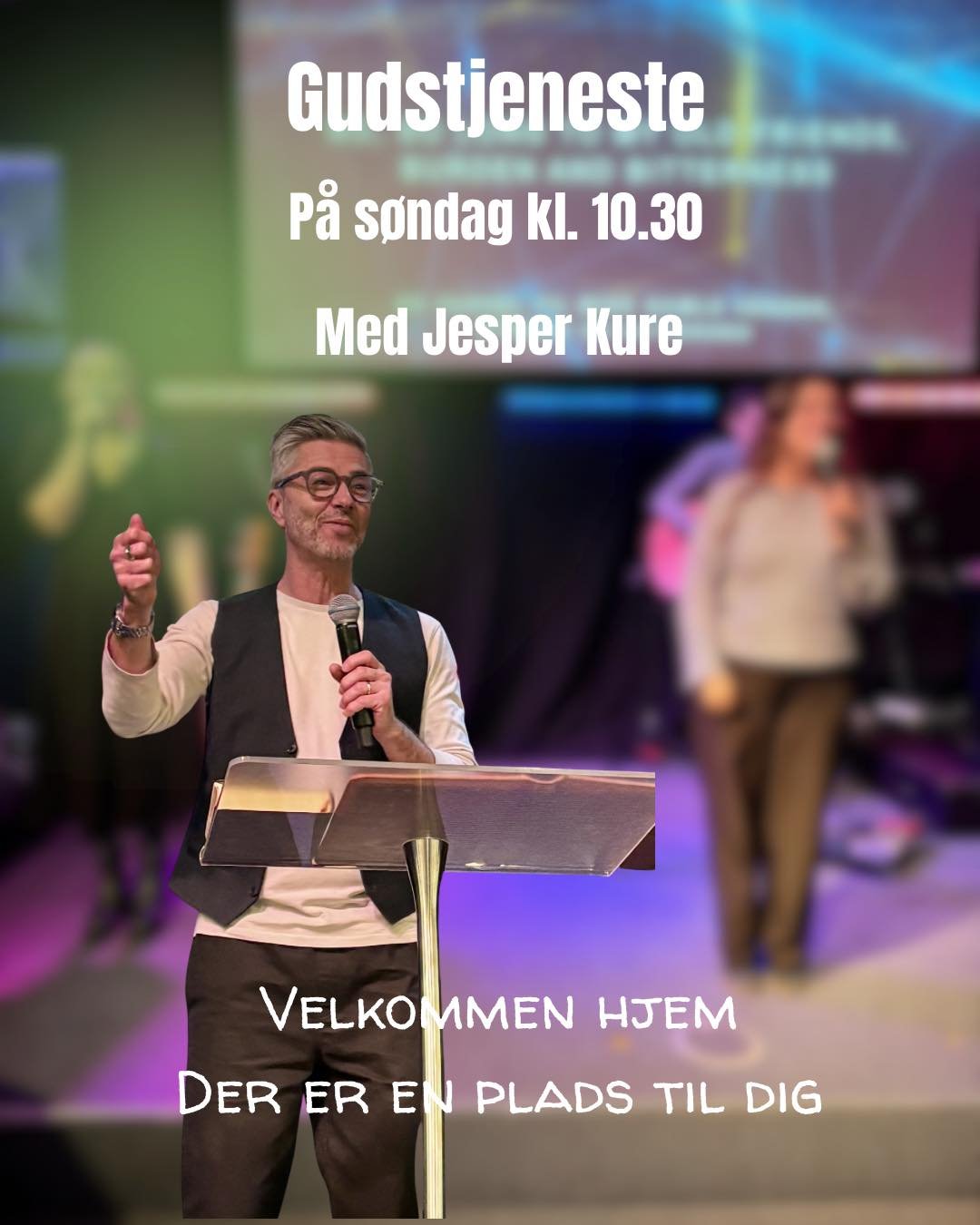 S&oslash;ndag med ledende pr&aelig;st Jesper Kure, lovsang, gl&aelig;de og f&aelig;llesskab. Der er en plads til dig. H&aring;ber vi ses. 

Sunday with lead pastor Jesper Kure, worship, joy and fellowship. There is a place for you. Hope to see you.