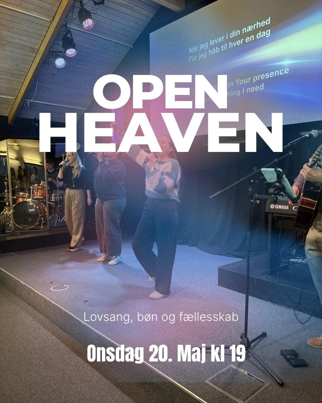 Kom til vores lovsang og b&oslash;nneaften, hvor vi l&oslash;fter Kirken, hinanden og byen op i b&oslash;n. 

Come to our worship and prayer evening, where we lift the church, each other and the city up in prayer.