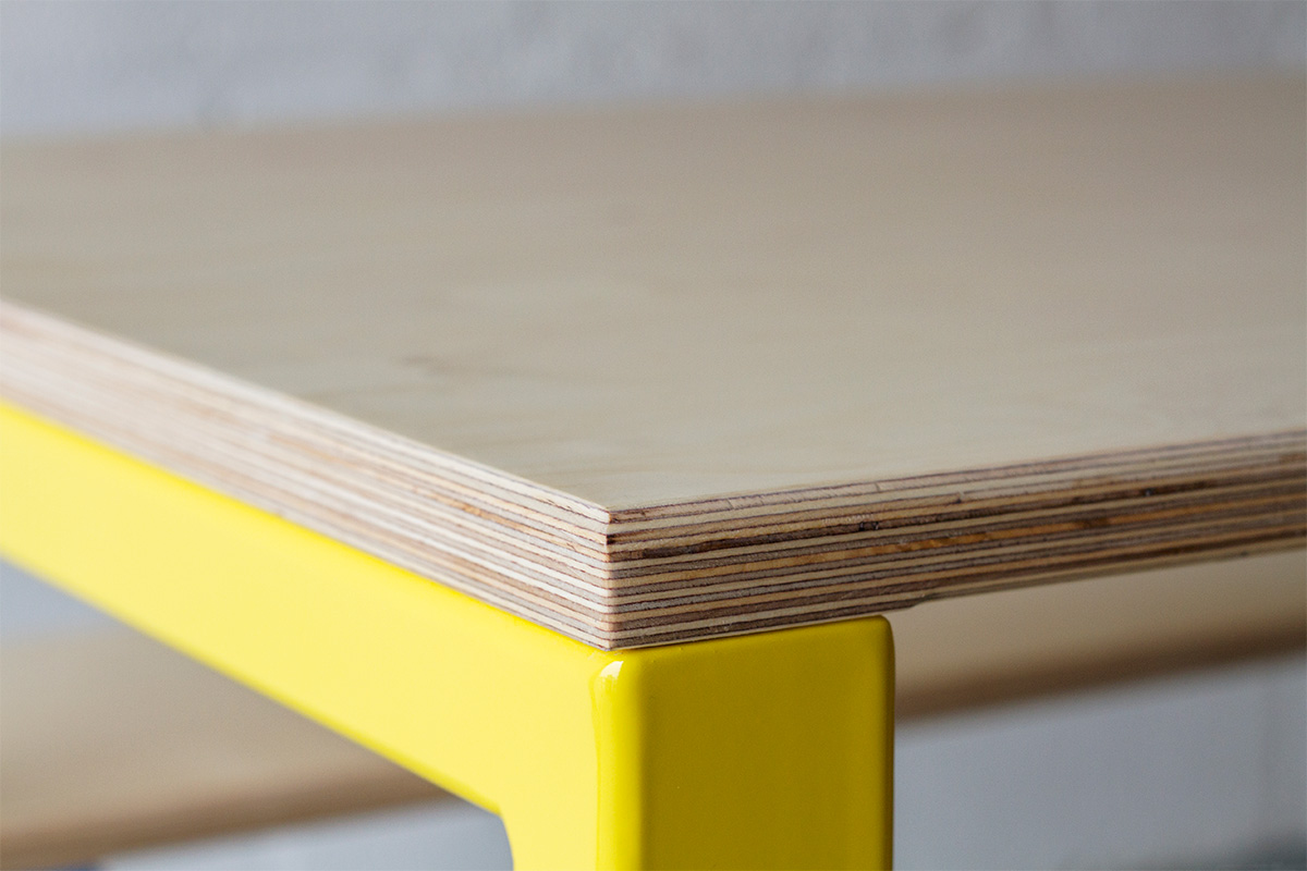 Cord Industries Nola steel and wood dining set yellow and blue