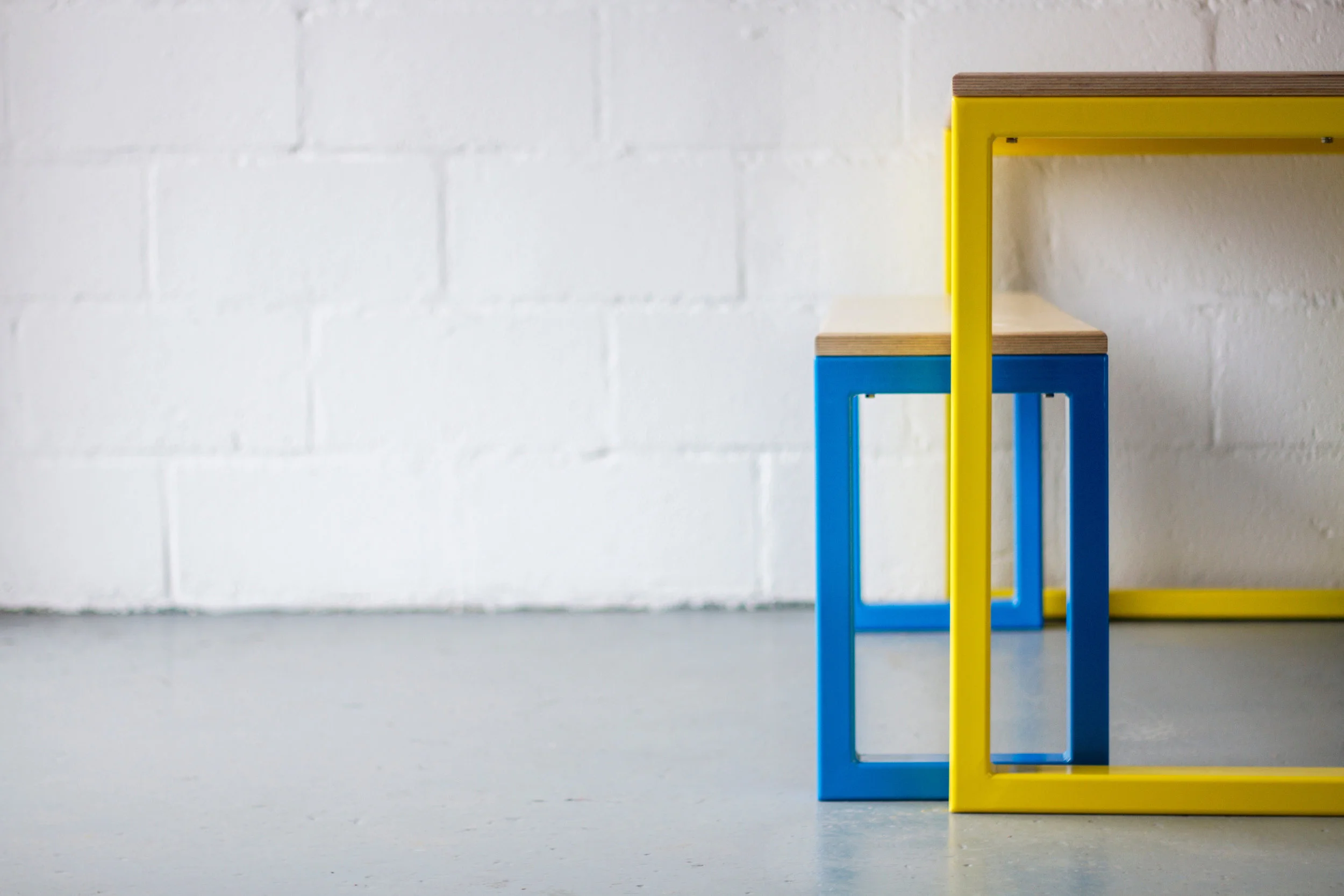 Cord Industries Nola steel and wood dining set yellow and blue