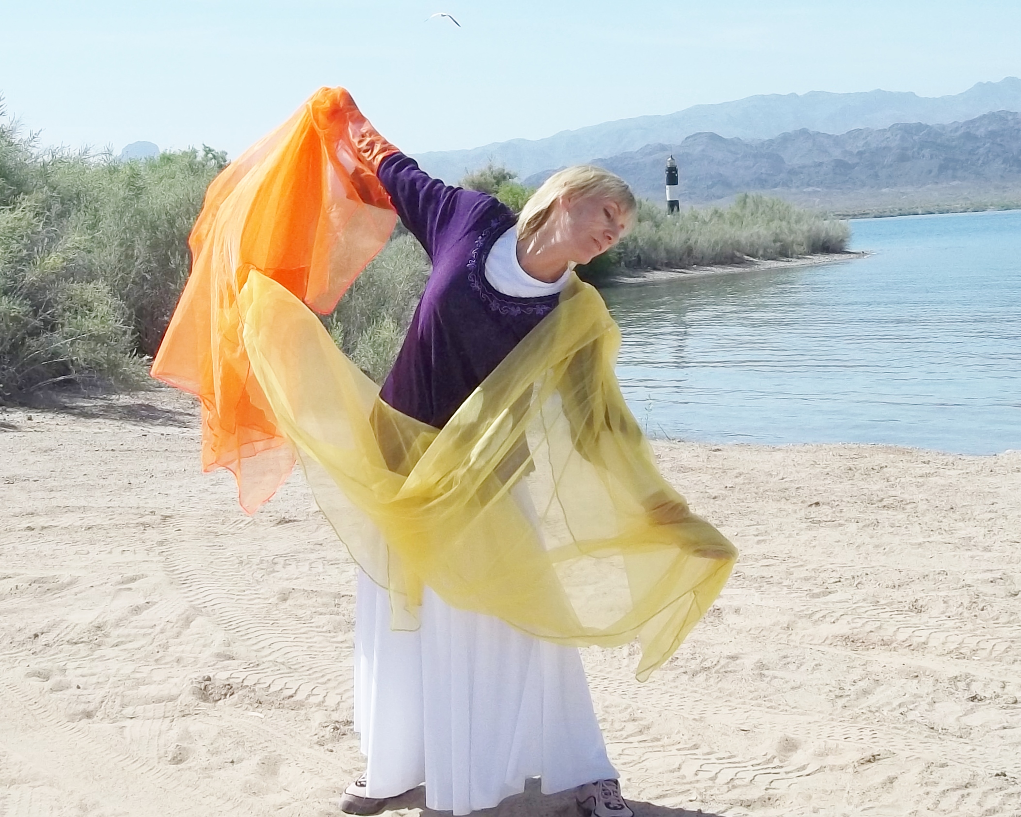 Sits on the Throne! Worship veils. Orange.Yellow. 4.1.15.JPG