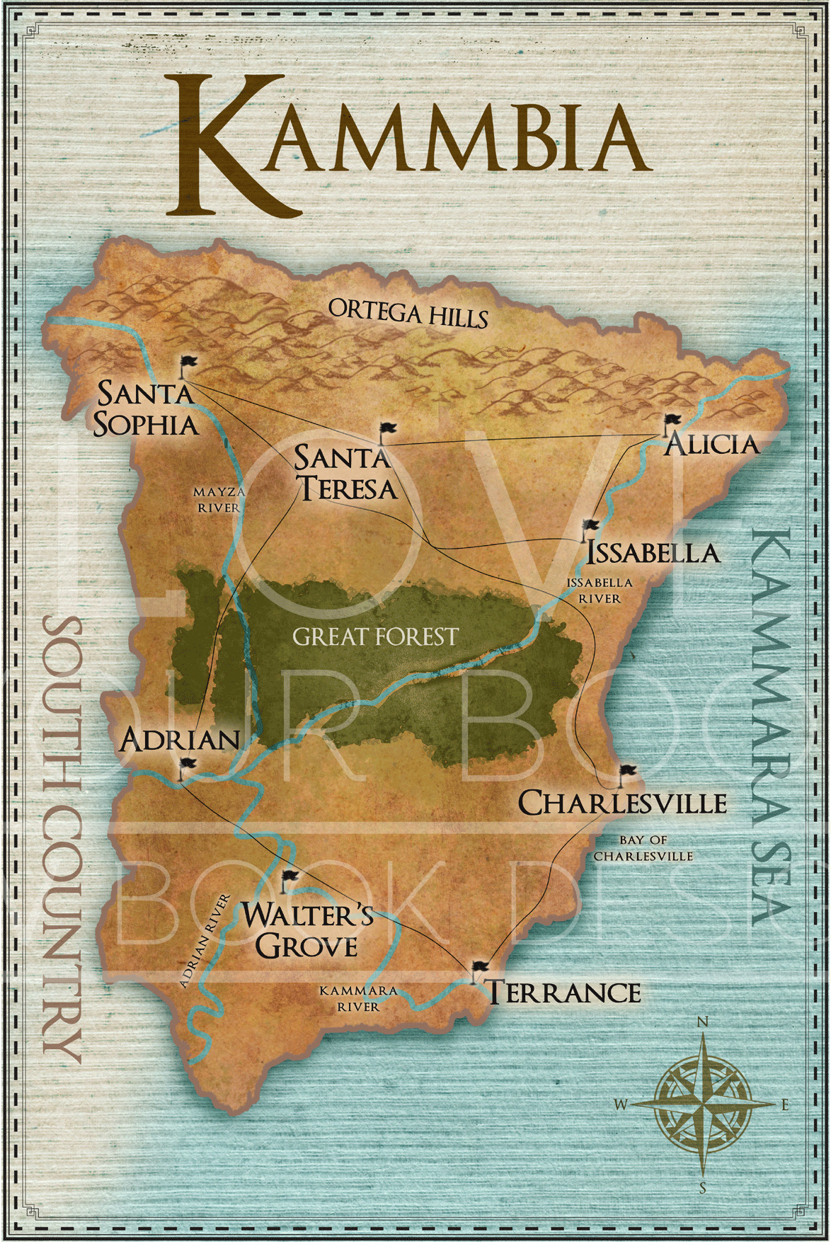 Map of Kammbia for the Kammbia Series by Marion Hill