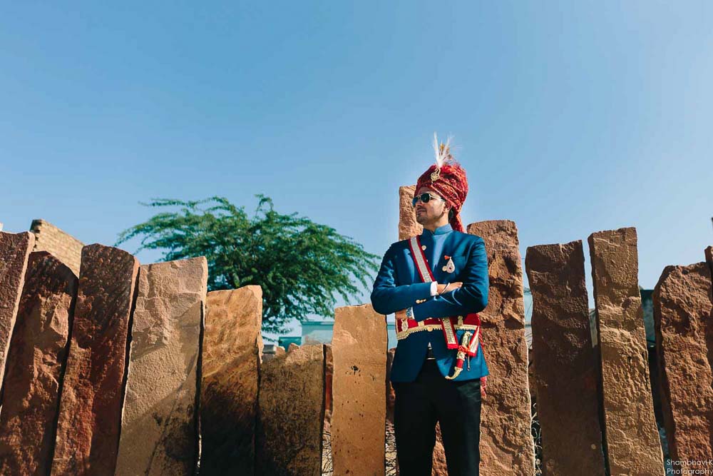 groom portrait in rajasthani wedding photoshoot bikaner